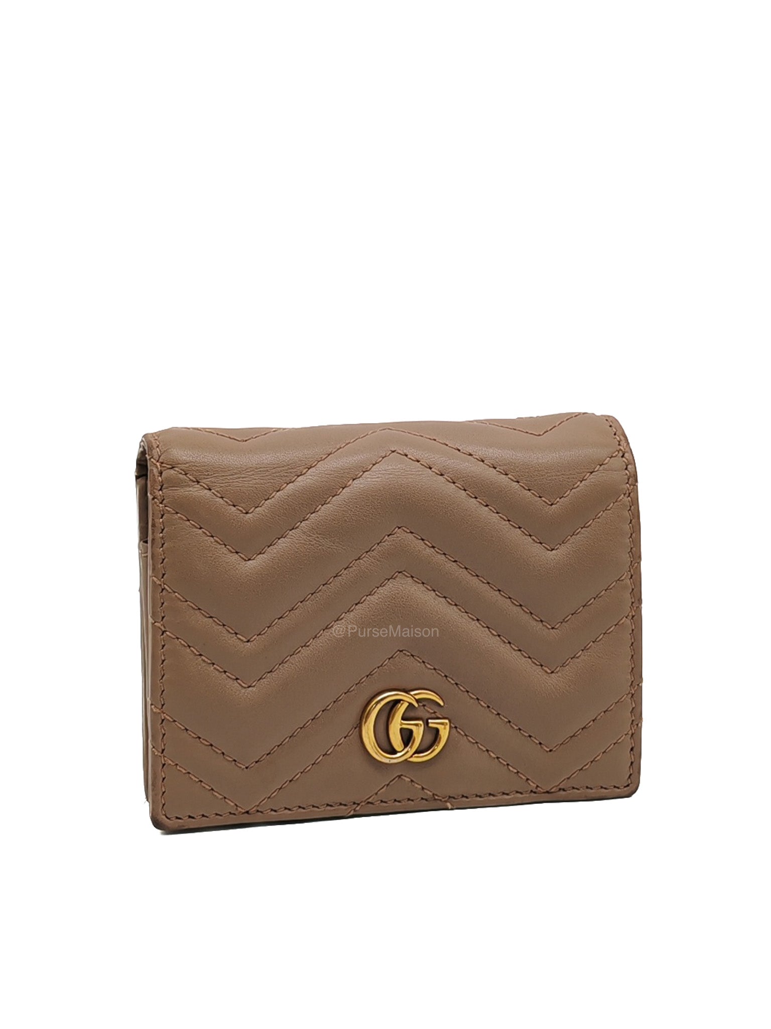 Gucci GG Marmont Bifold Wallet in Dusty Rose Calfskin Leather | Purse Maison Luxury Bags Shop