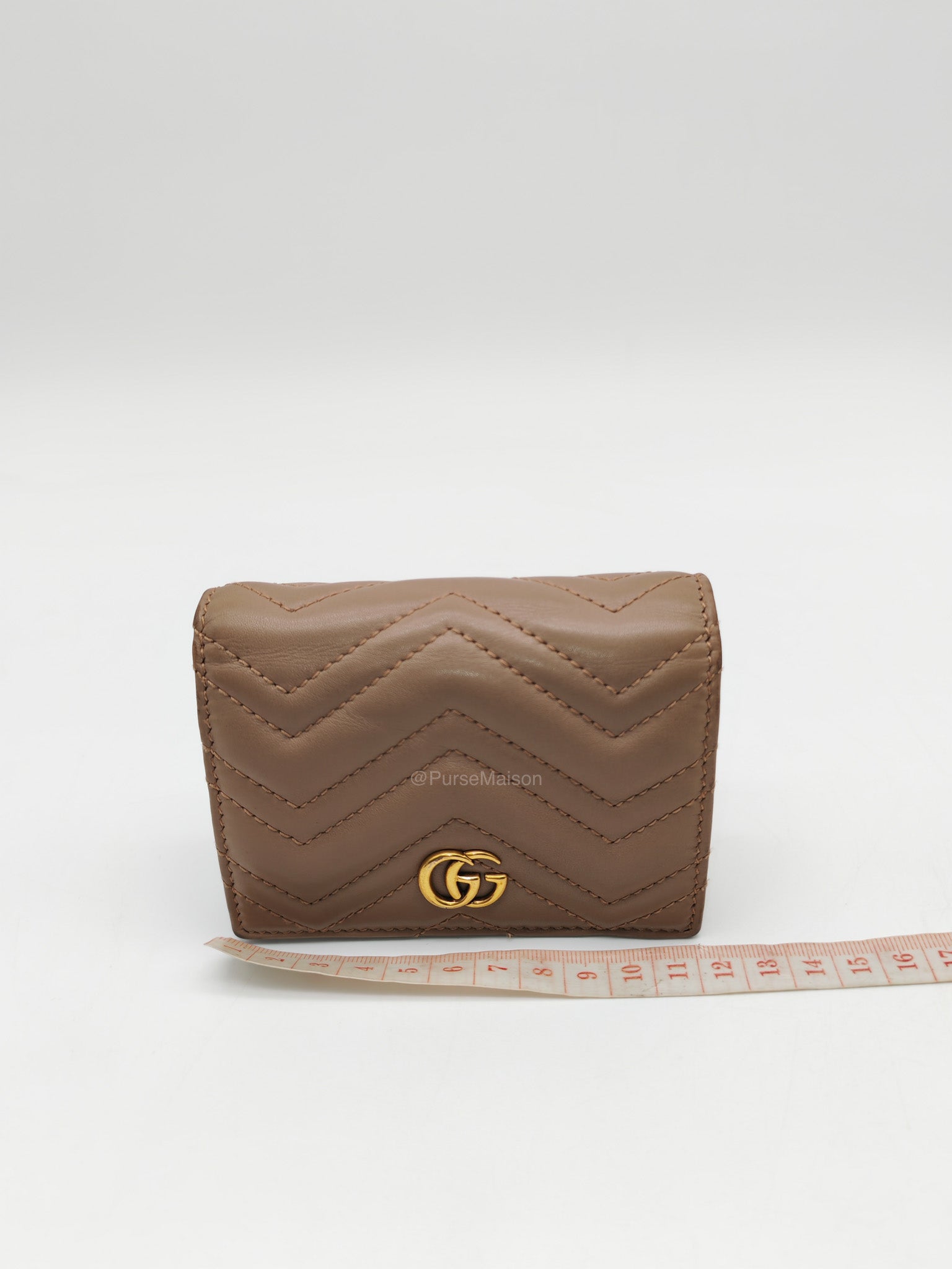 Gucci GG Marmont Bifold Wallet in Dusty Rose Calfskin Leather | Purse Maison Luxury Bags Shop