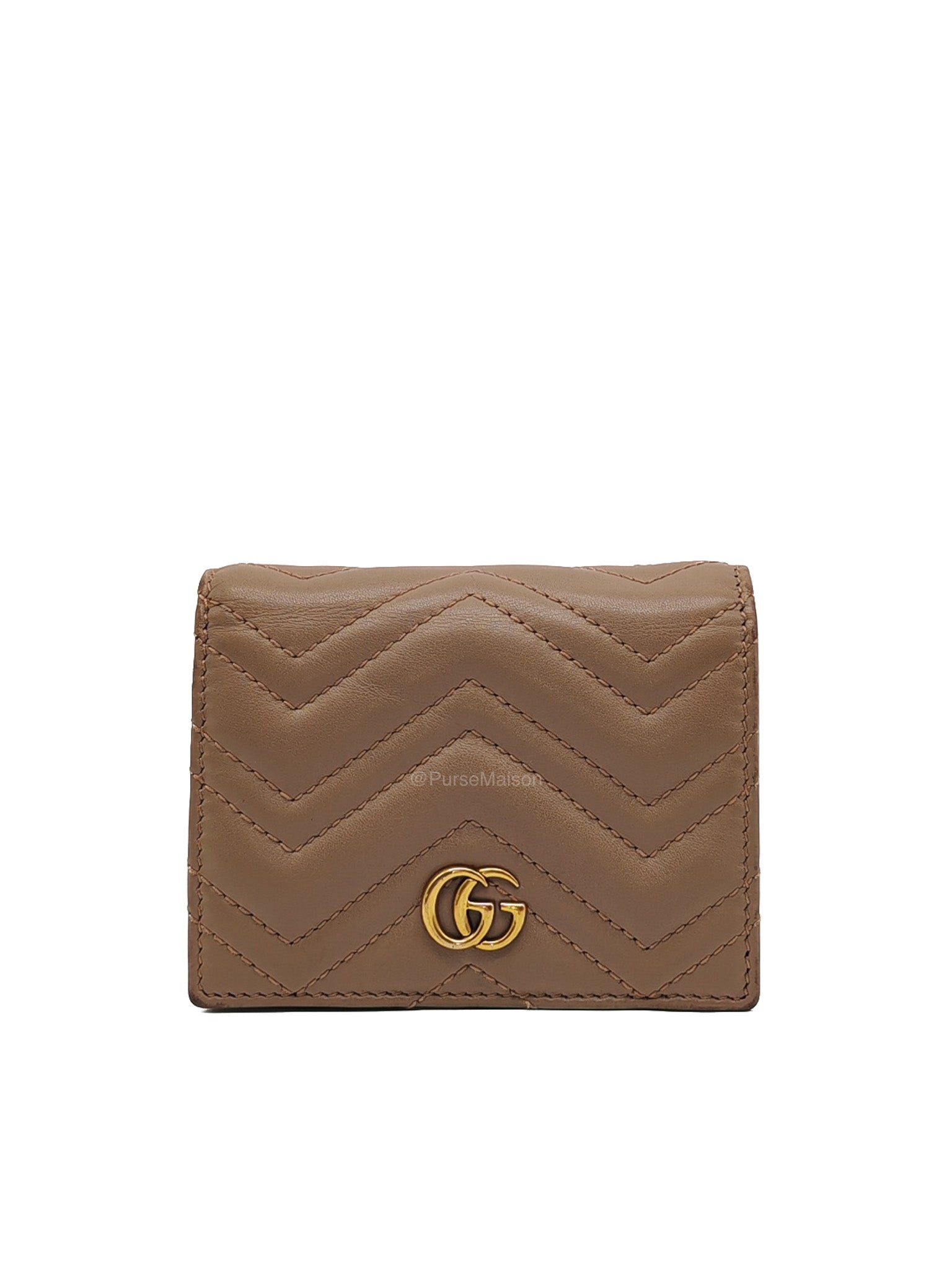 Gucci GG Marmont Bifold Wallet in Dusty Rose Calfskin Leather | Purse Maison Luxury Bags Shop