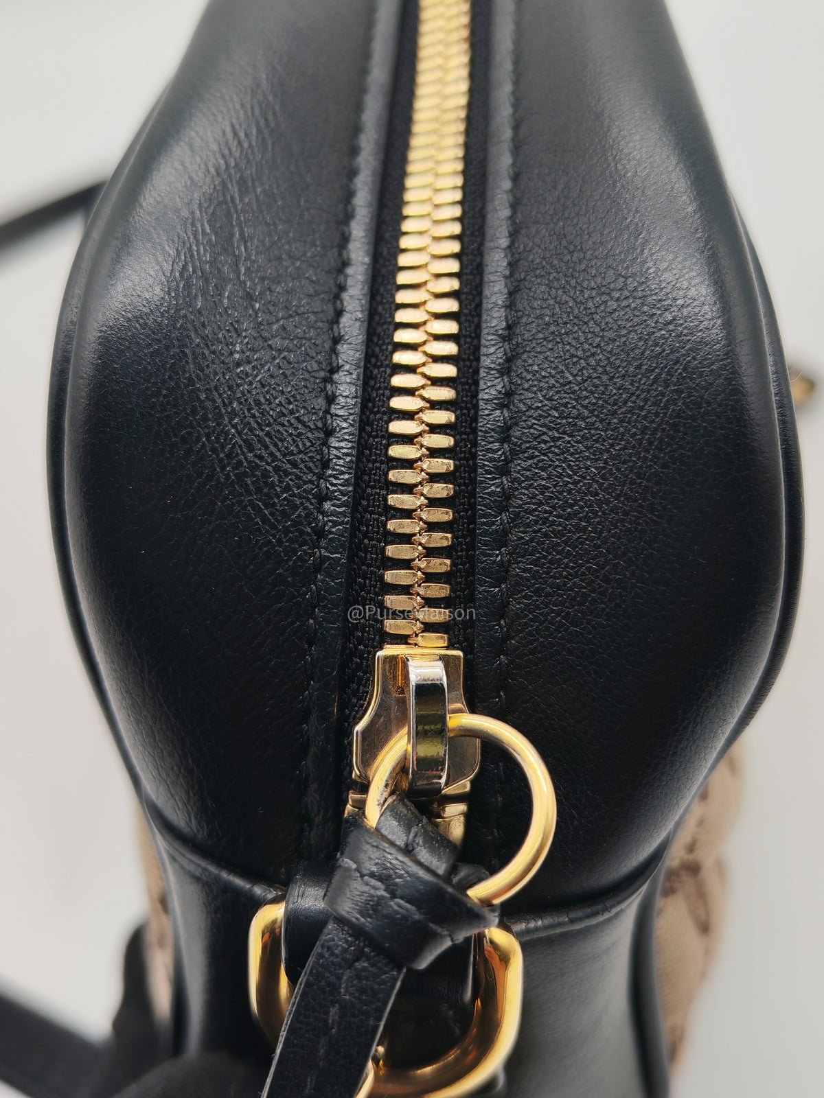 Gucci GG Marmont Camera Bag Small in Diagonal Monogram Matelasse Canvas and Gold Hardware | Purse Maison Luxury Bags Shop