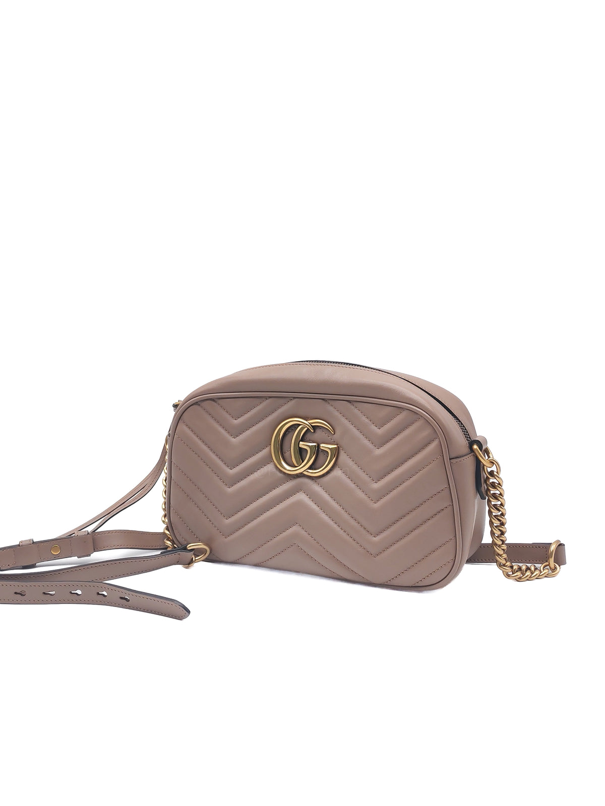 Gucci GG Marmont Camera Bag Small in Porcelain Rose Quilted Matellase Calfskin Leather and Gold Hardware | Purse Maison Luxury Bags Shop