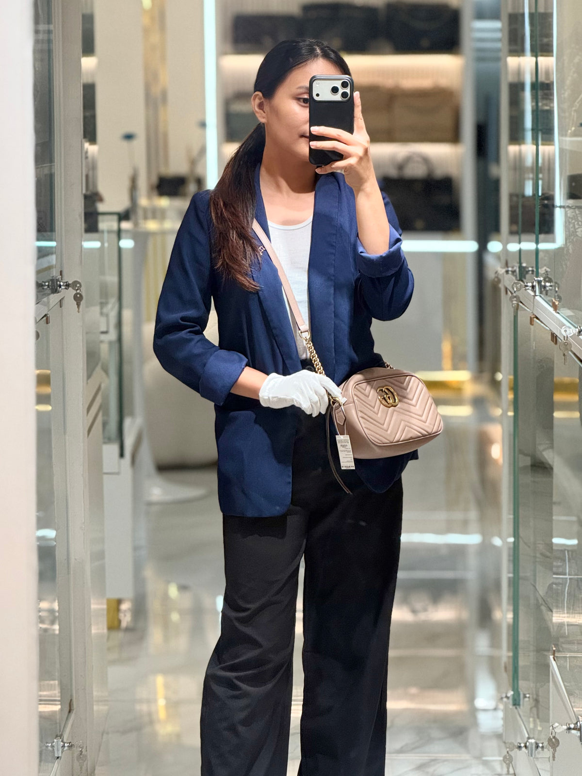 Gucci GG Marmont Camera Bag Small in Porcelain Rose Quilted Matellase Calfskin Leather and Gold Hardware | Purse Maison Luxury Bags Shop