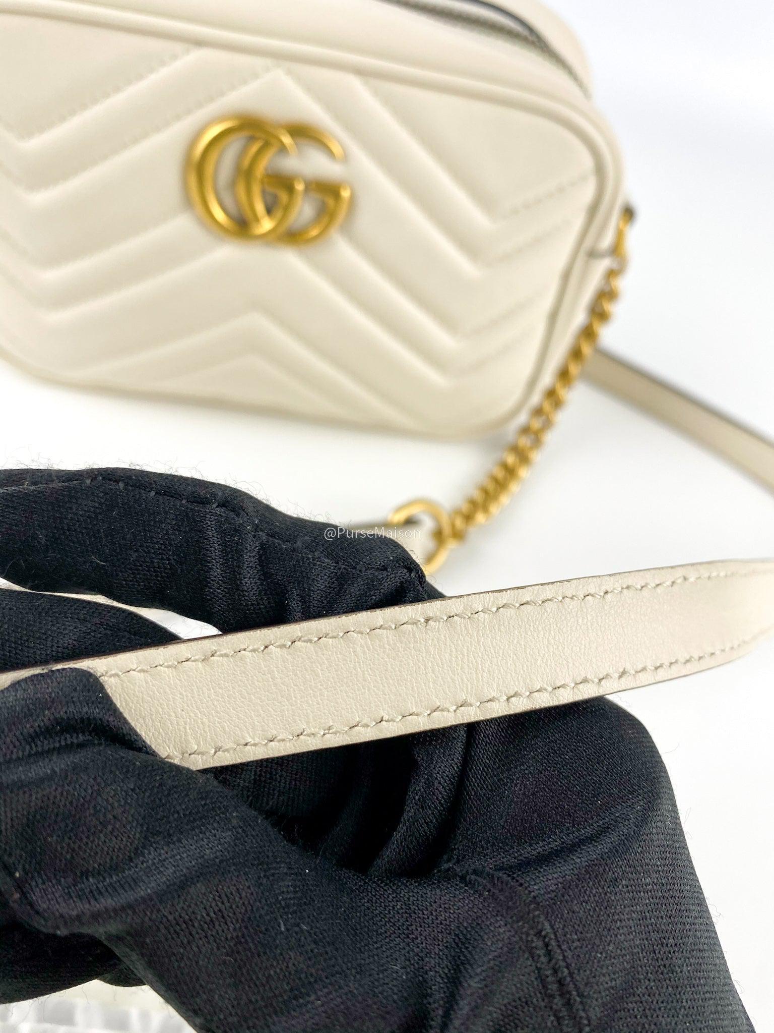 Gucci white marmont online camera bag