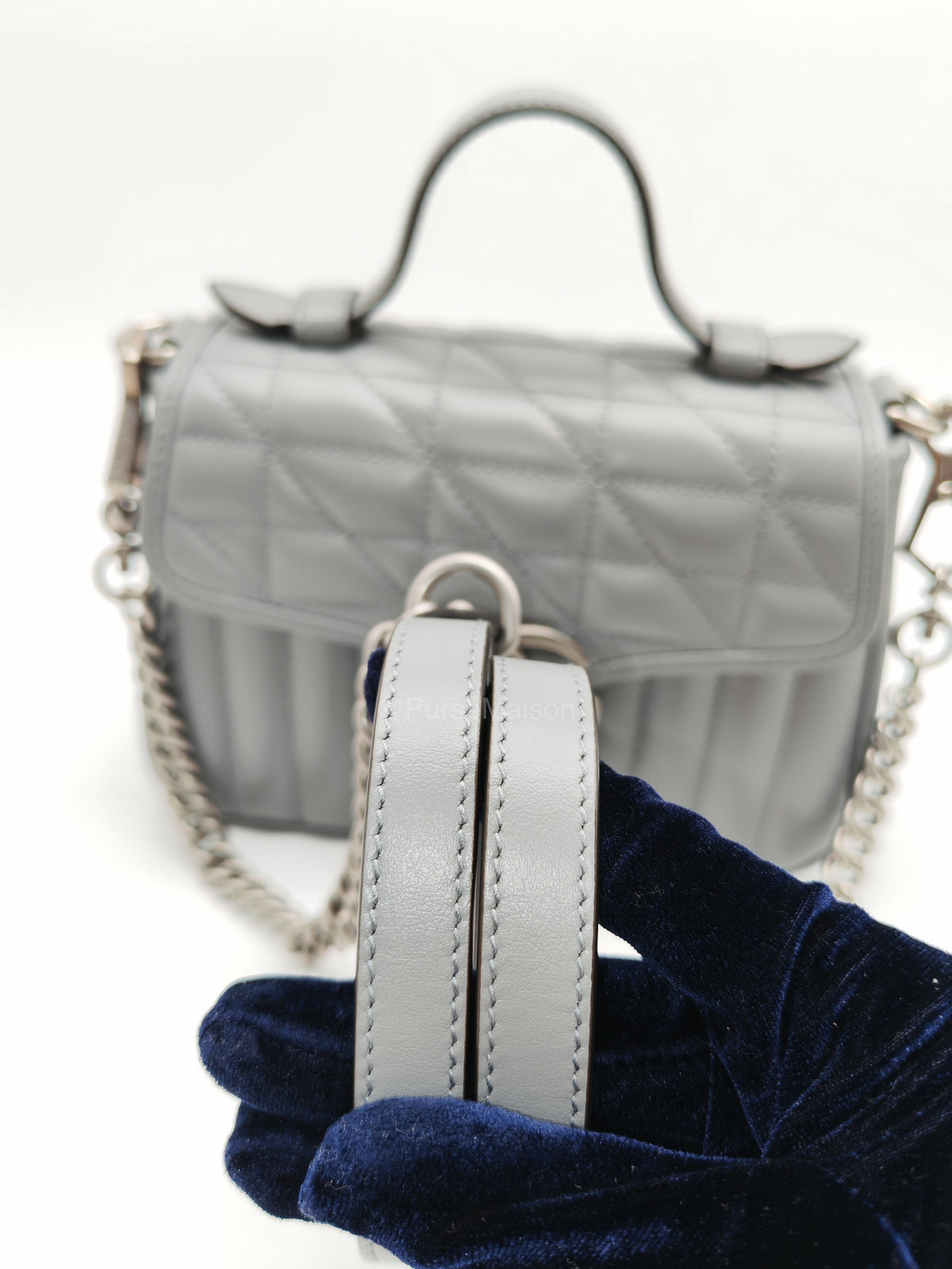 Gucci GG Marmont Mini Top Handle Bag in Gray | Purse Maison Luxury Bags Shop