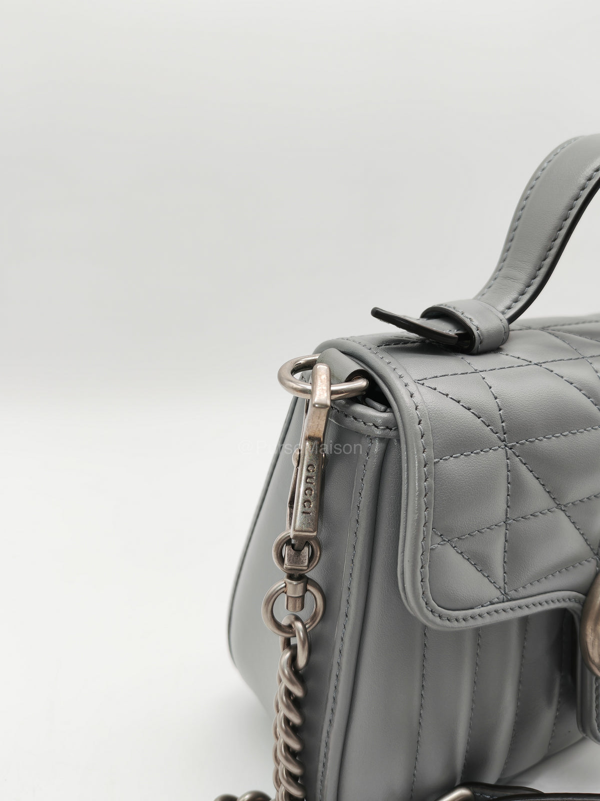 Gucci GG Marmont Mini Top Handle Bag in Gray | Purse Maison Luxury Bags Shop