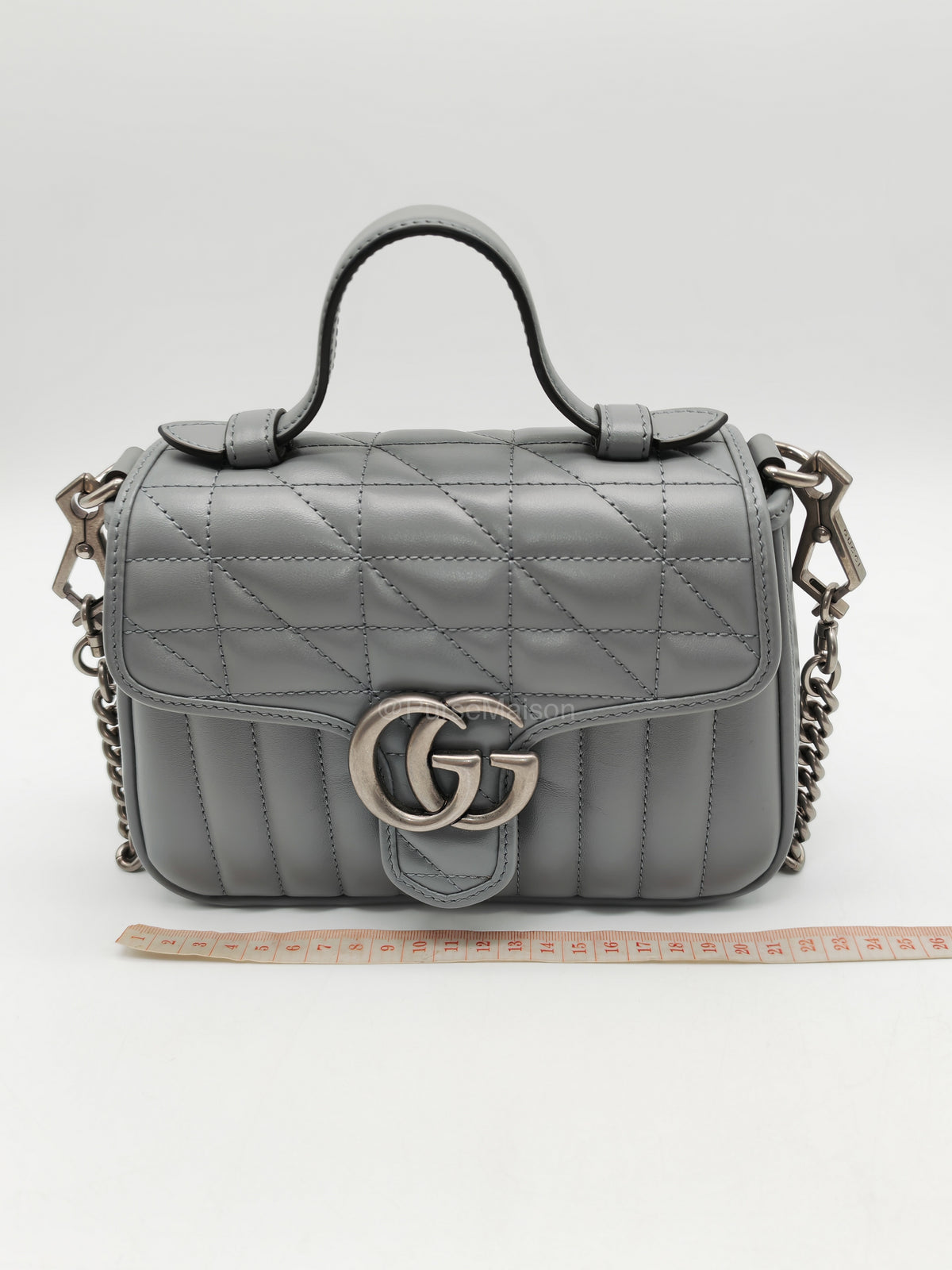 Gucci GG Marmont Mini Top Handle Bag in Gray | Purse Maison Luxury Bags Shop