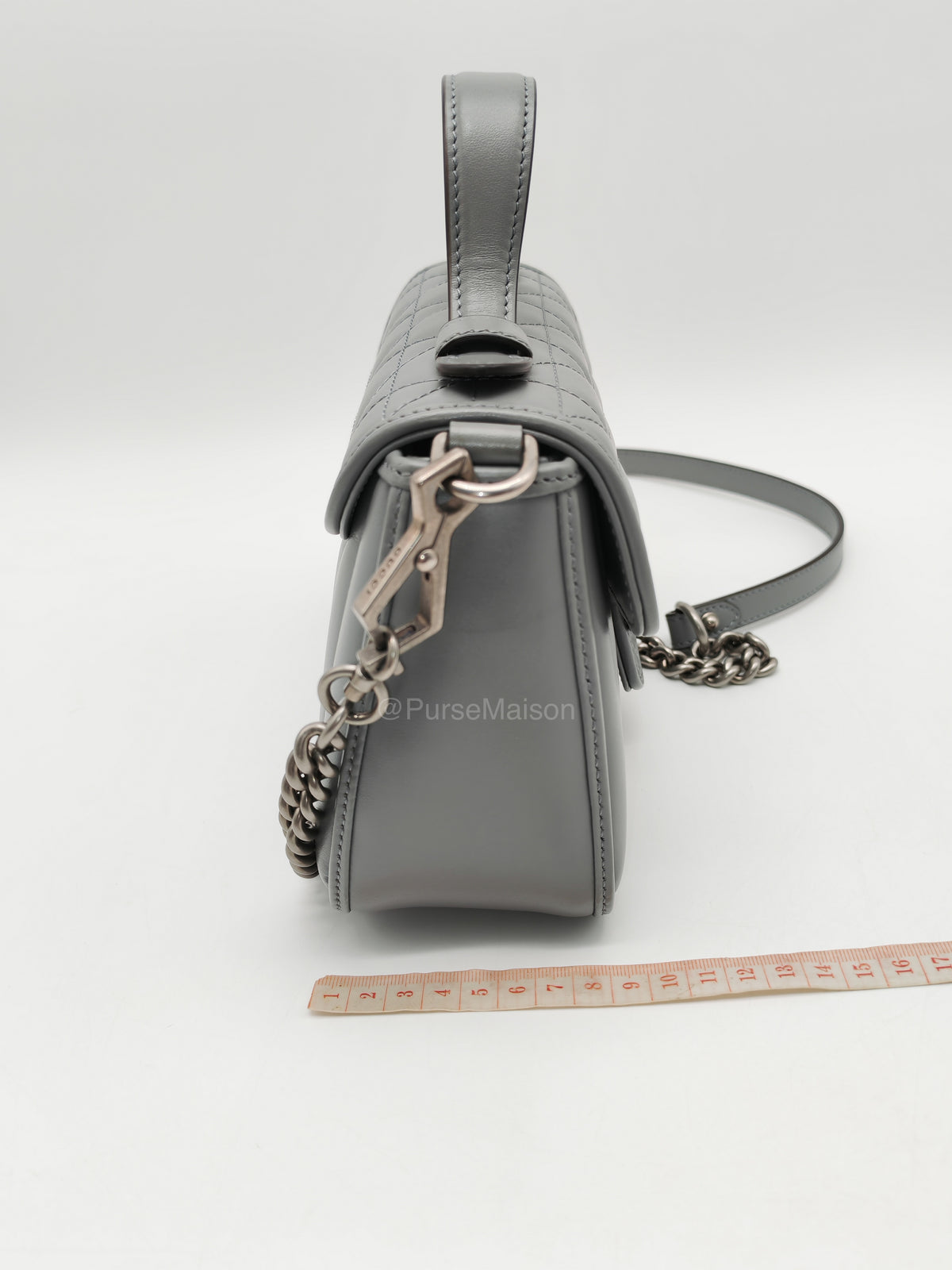 Gucci GG Marmont Mini Top Handle Bag in Gray | Purse Maison Luxury Bags Shop