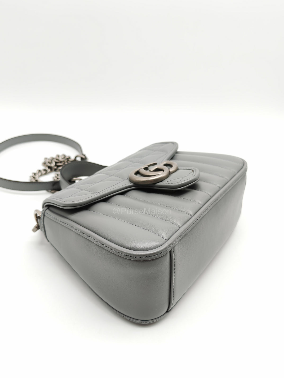 Gucci GG Marmont Mini Top Handle Bag in Gray | Purse Maison Luxury Bags Shop