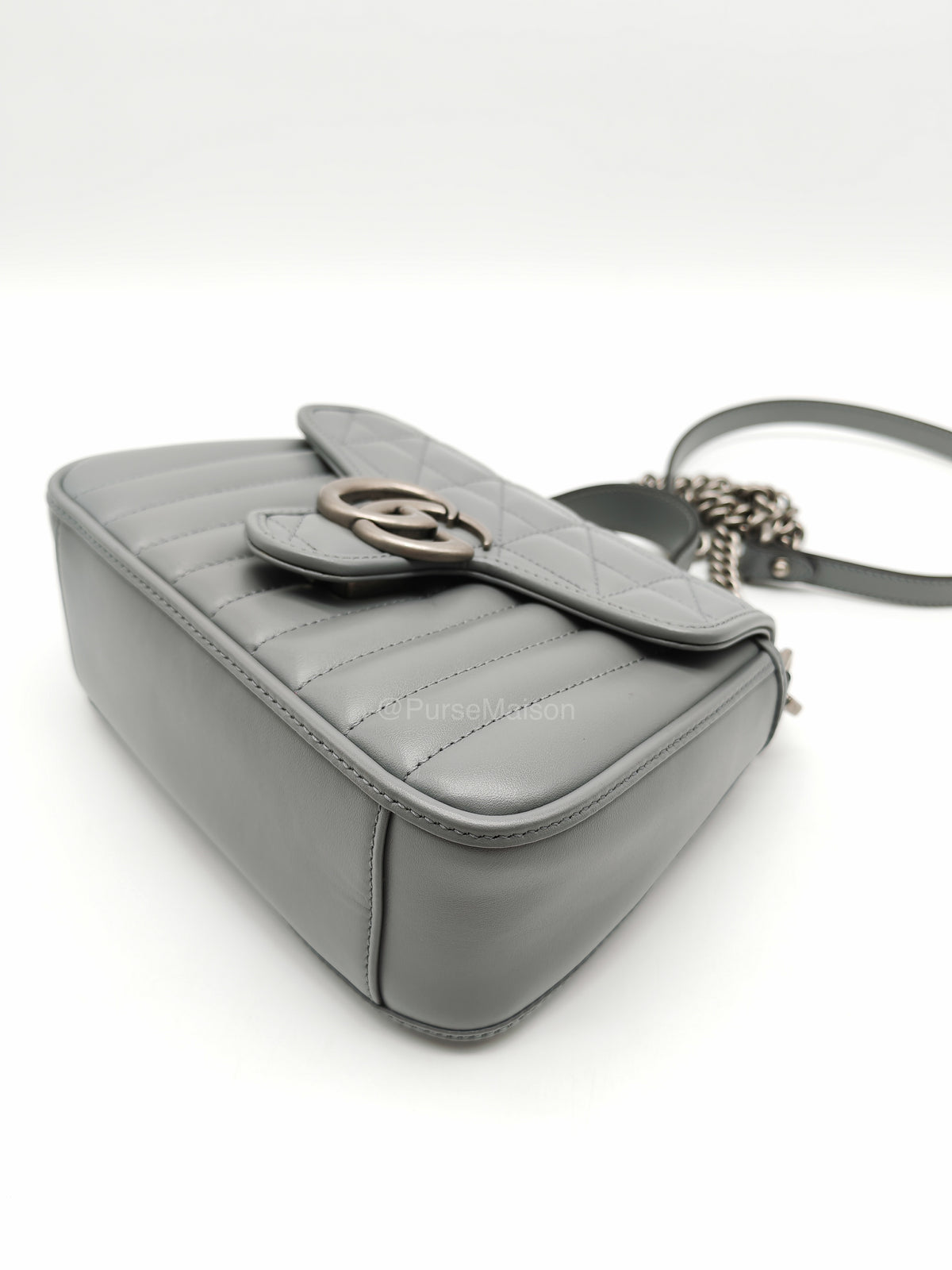 Gucci GG Marmont Mini Top Handle Bag in Gray | Purse Maison Luxury Bags Shop