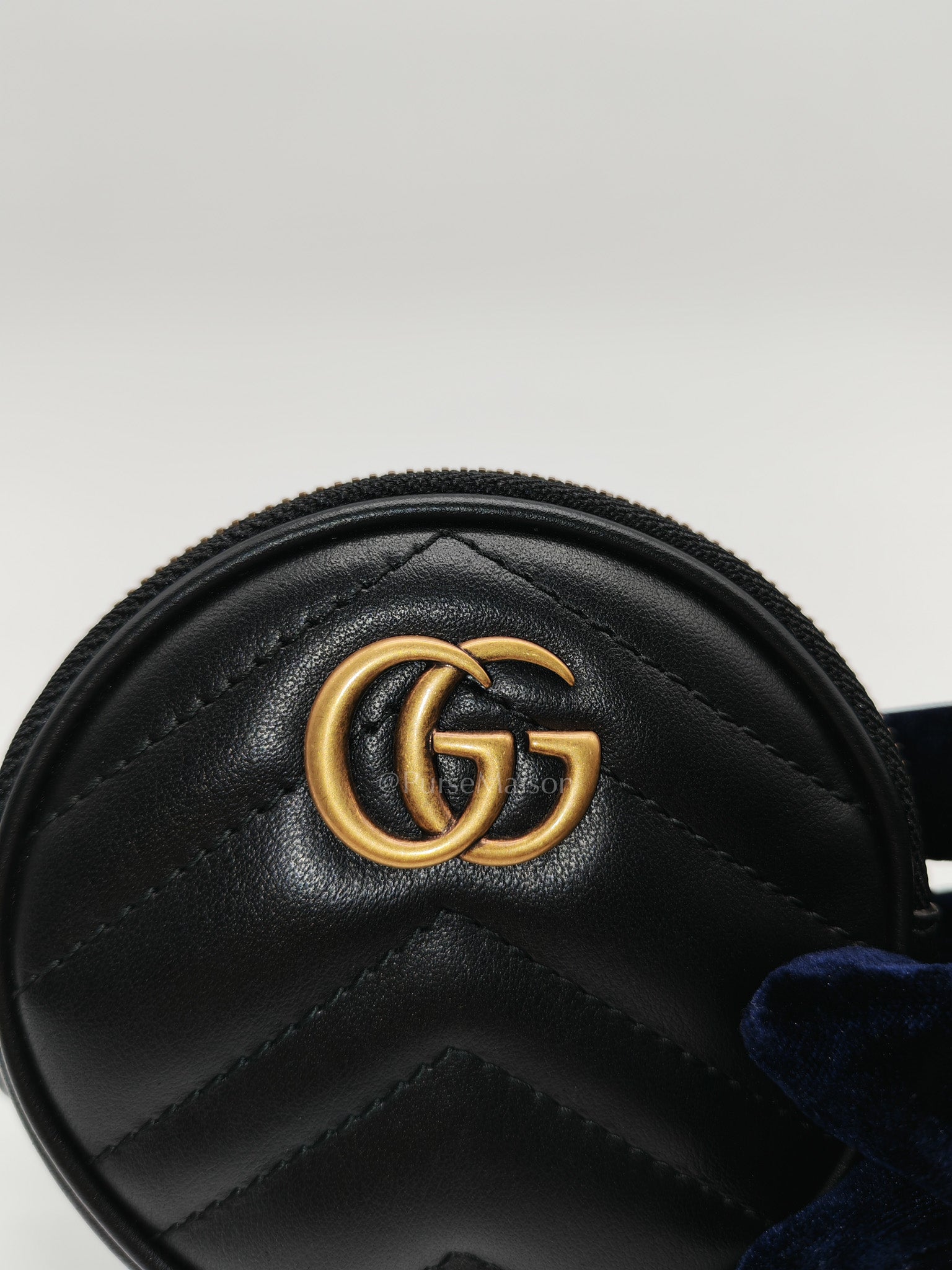 GG Marmont Round Coin Purse in Black Matellasse Leather | Purse Maison Luxury Bags Shop