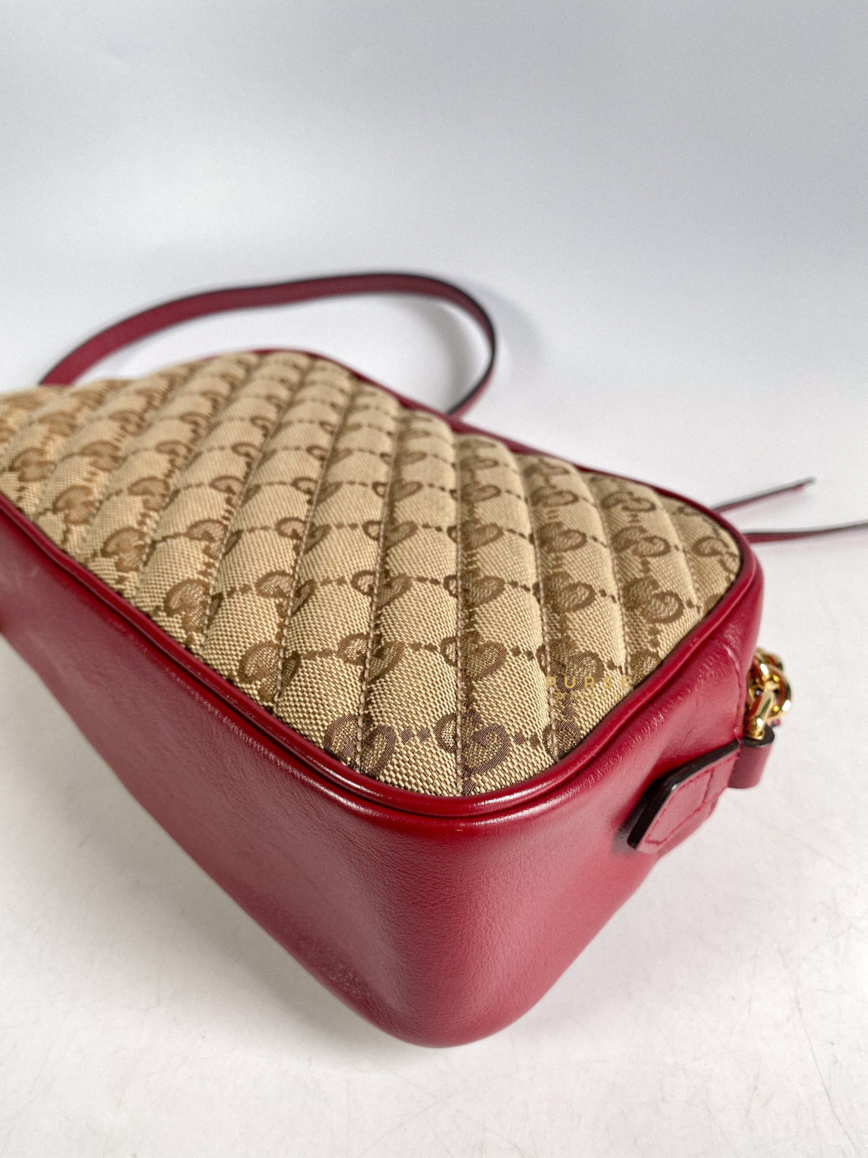 Gucci GG Marmont Small Diagonal Quilted GG Canvas Bag