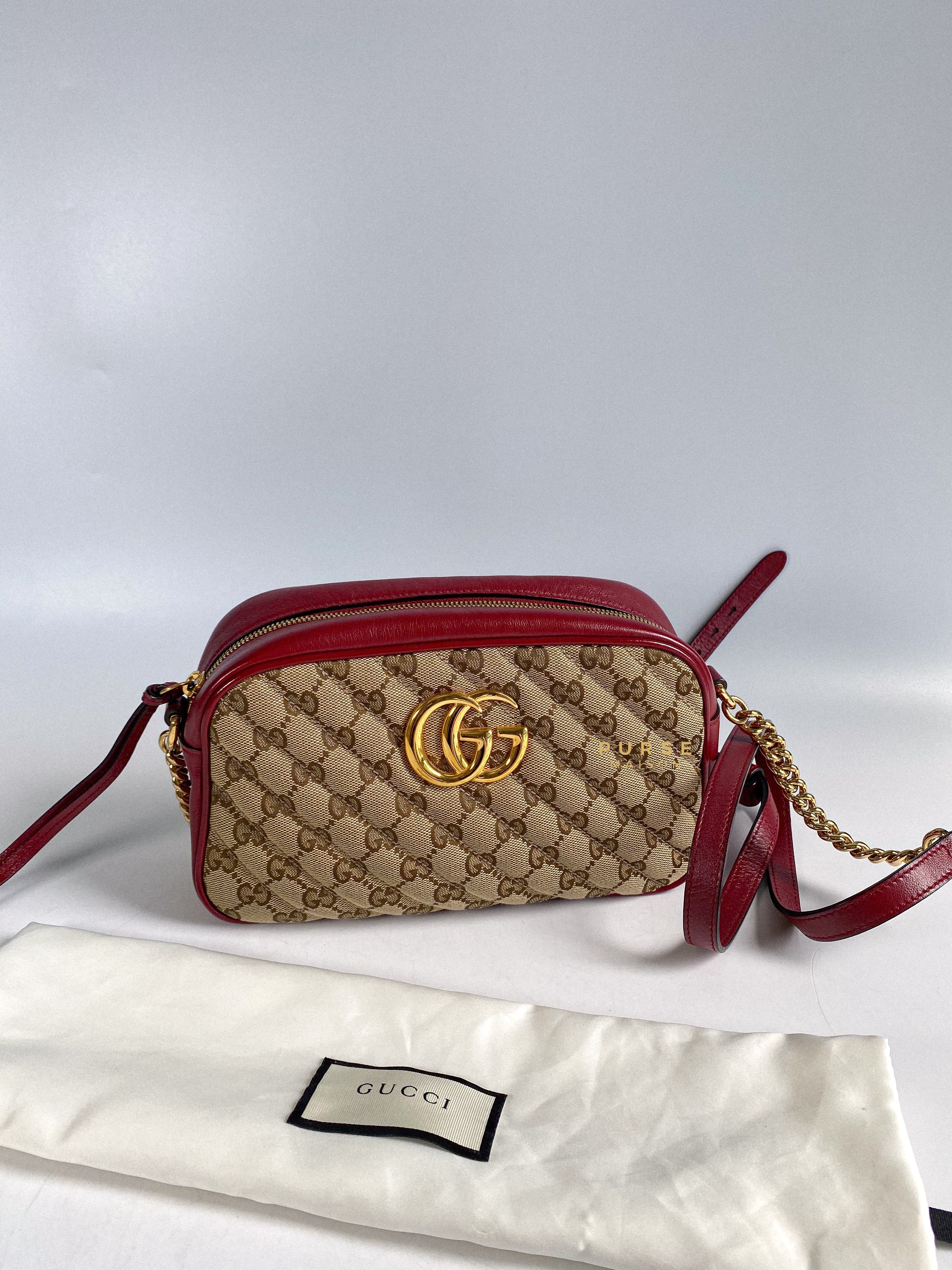 Gucci GG Marmont Small Diagonal Quilted GG Canvas Bag