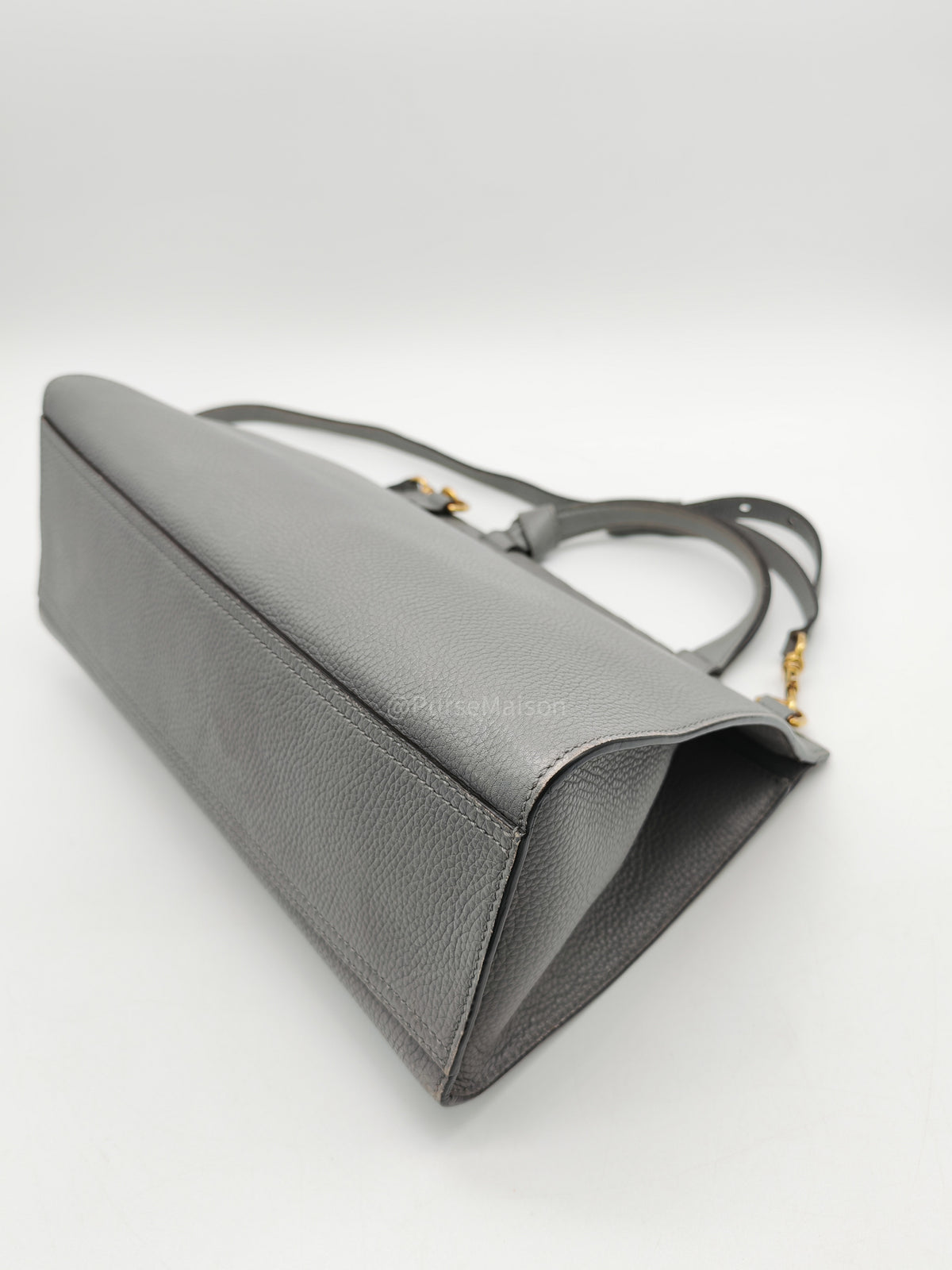 Gucci GG Marmont Top Handle Bag in Gray Cellarius Calfskin Leather and Gold Hardware | Purse Maison Luxury Bags Shop