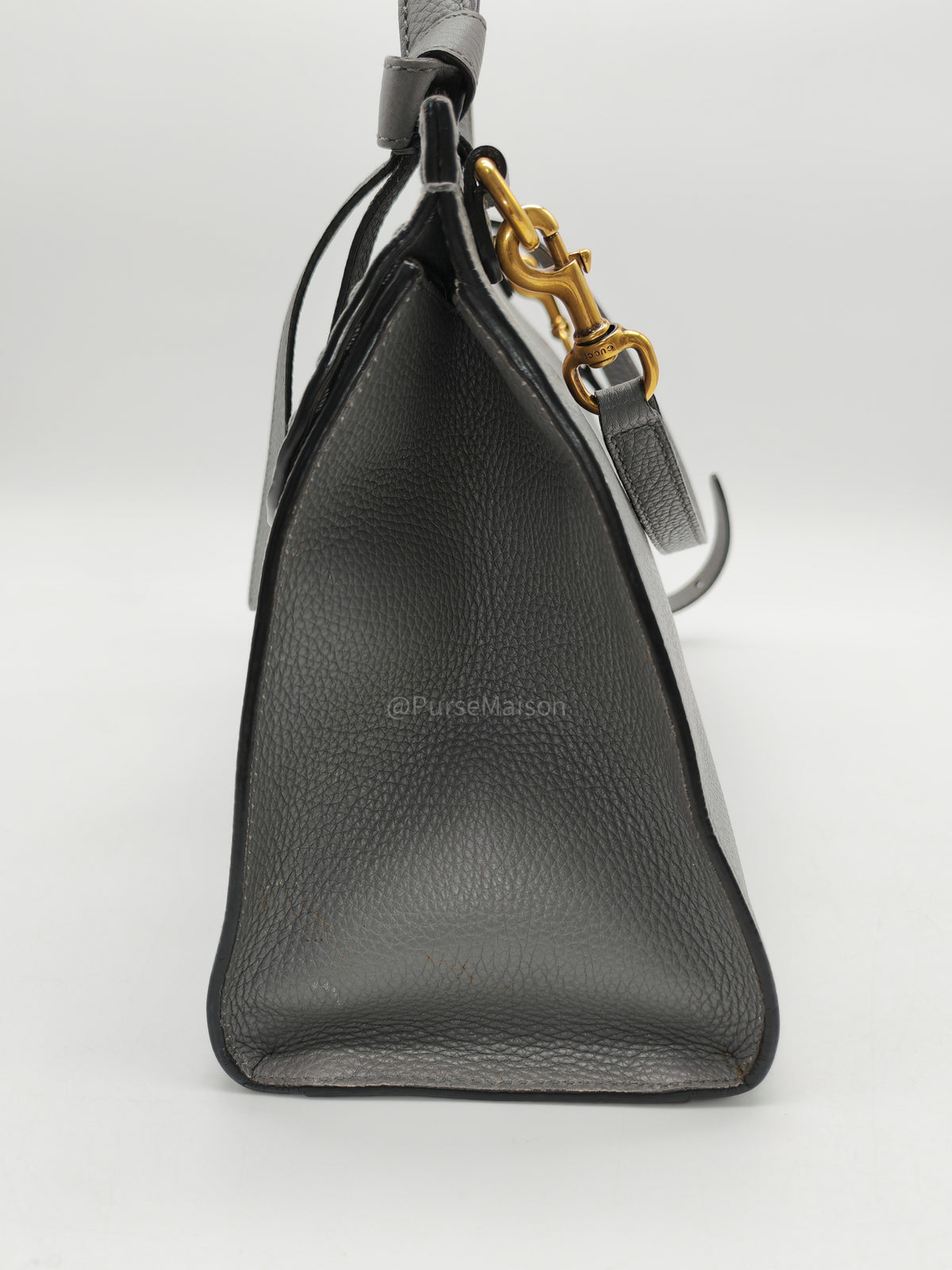 Gucci GG Marmont Top Handle Bag in Gray Cellarius Calfskin Leather and Gold Hardware | Purse Maison Luxury Bags Shop