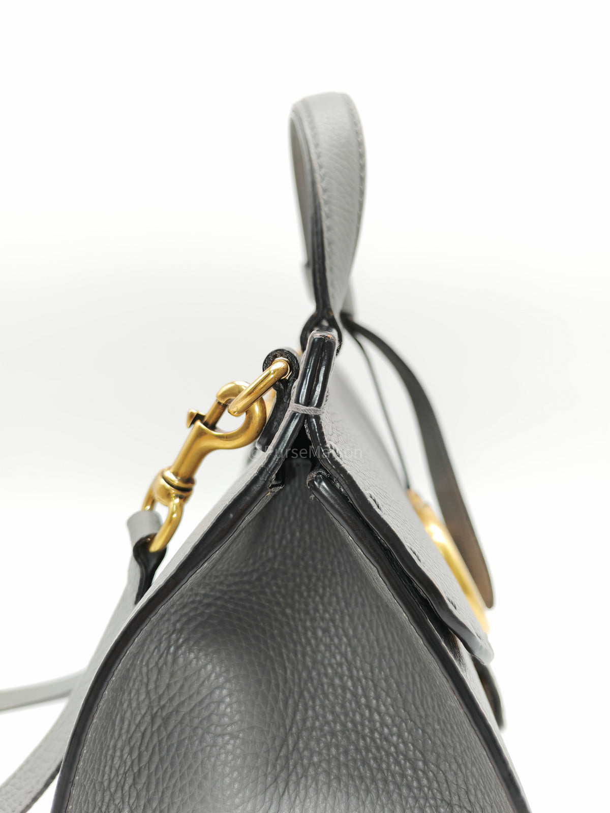 Gucci GG Marmont Top Handle Bag in Gray Cellarius Calfskin Leather and Gold Hardware | Purse Maison Luxury Bags Shop