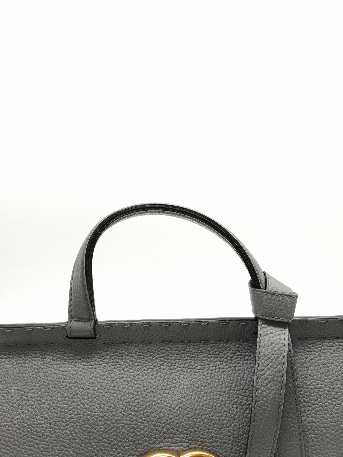 Gucci GG Marmont Top Handle Bag in Gray Cellarius Calfskin Leather and Gold Hardware | Purse Maison Luxury Bags Shop