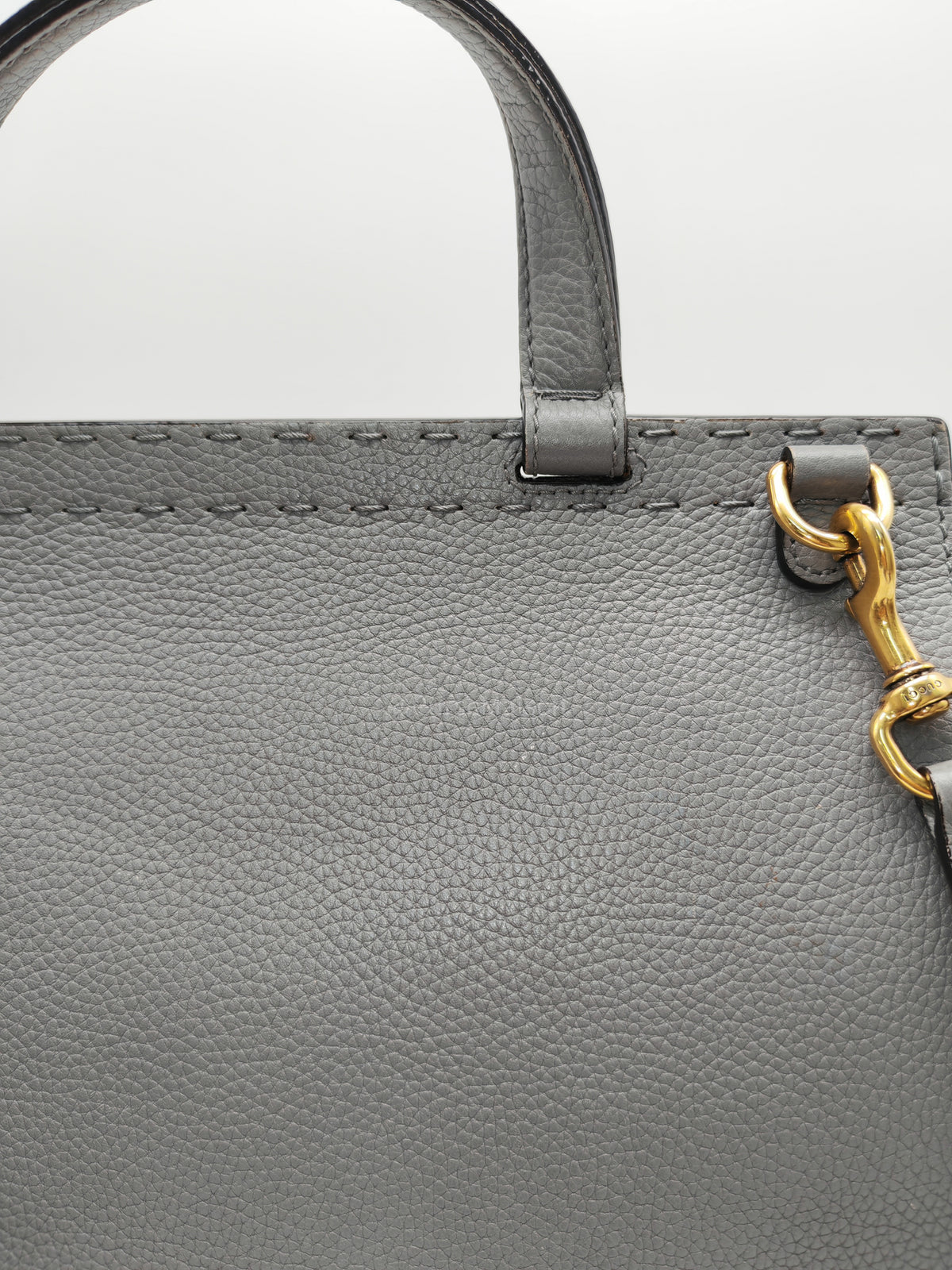 Gucci GG Marmont Top Handle Bag in Gray Cellarius Calfskin Leather and Gold Hardware | Purse Maison Luxury Bags Shop
