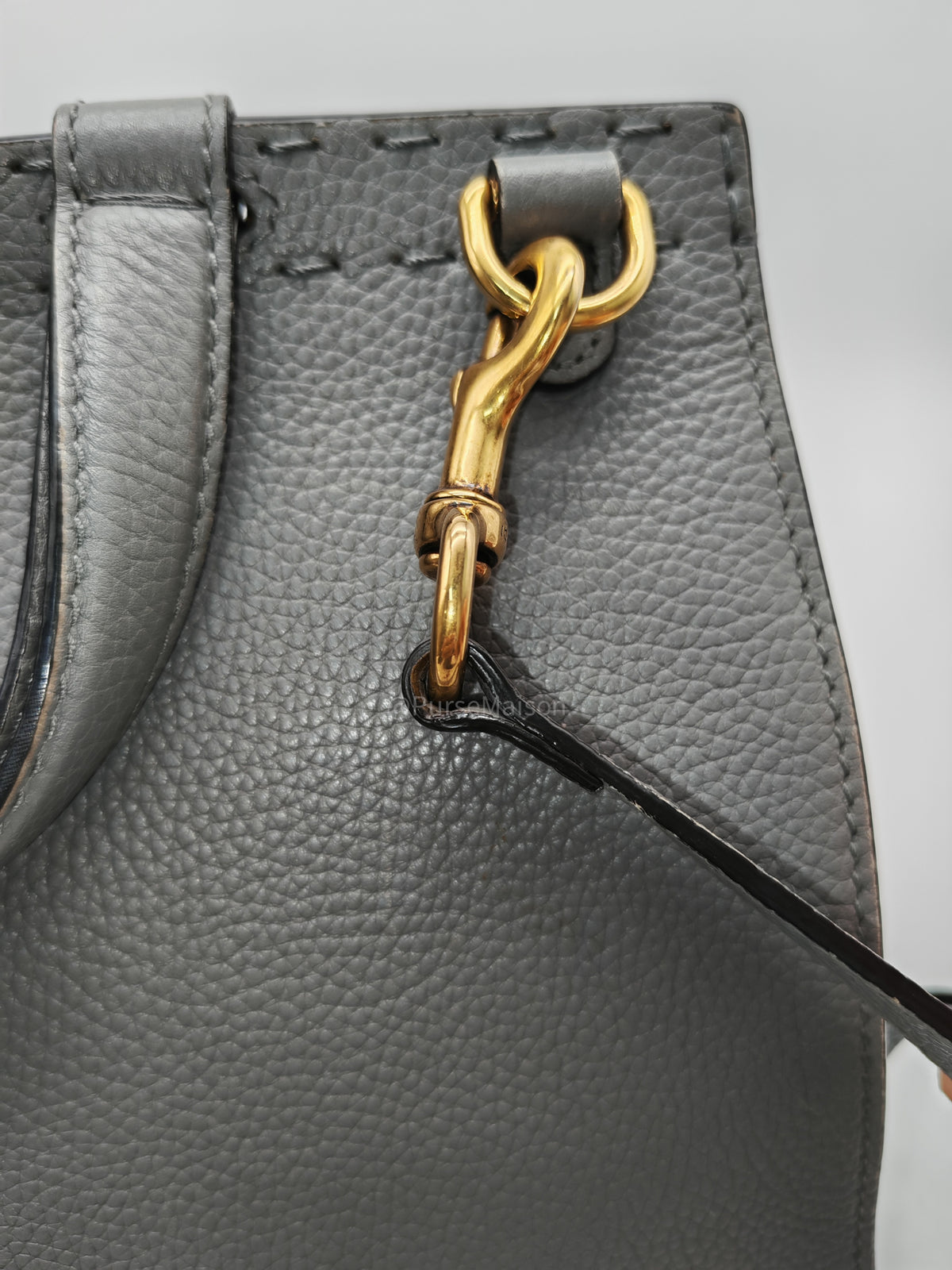 Gucci GG Marmont Top Handle Bag in Gray Cellarius Calfskin Leather and Gold Hardware | Purse Maison Luxury Bags Shop