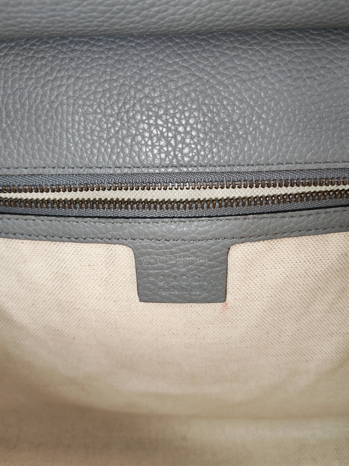 Gucci GG Marmont Top Handle Bag in Gray Cellarius Calfskin Leather and Gold Hardware | Purse Maison Luxury Bags Shop