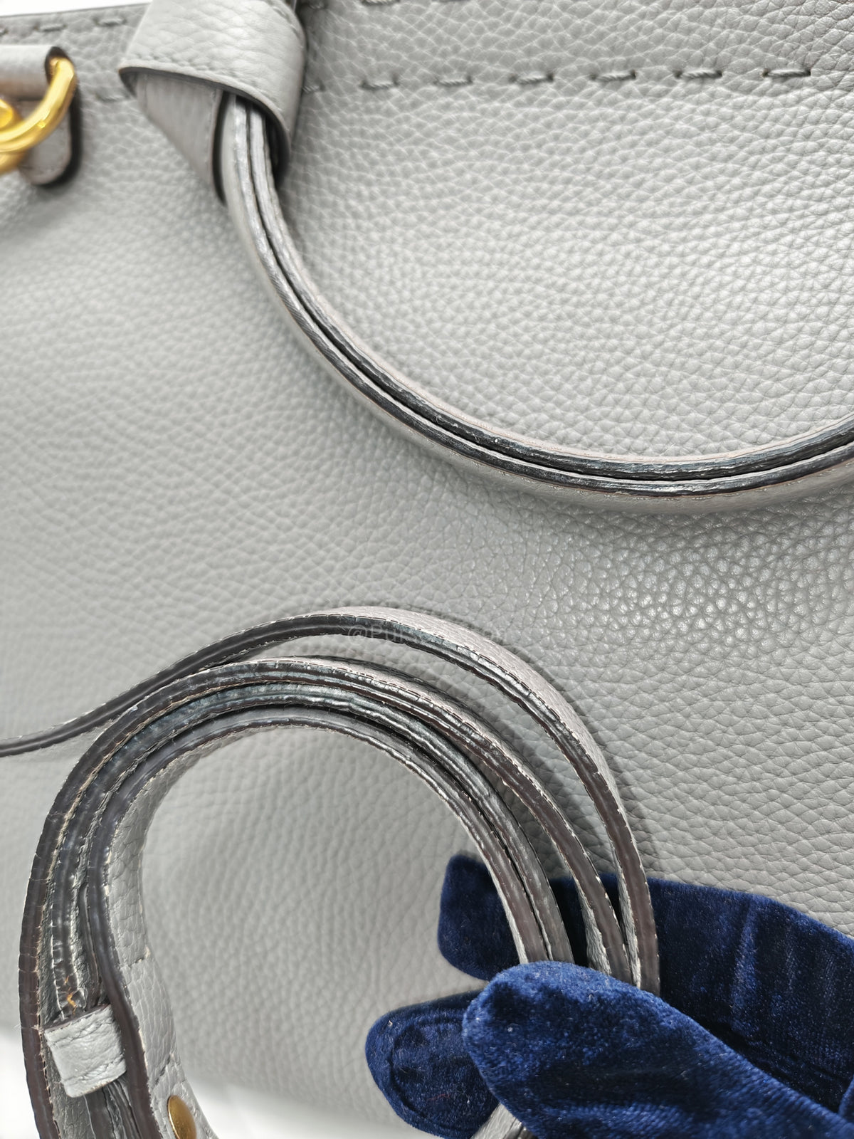 Gucci GG Marmont Top Handle Bag in Gray Cellarius Calfskin Leather and Gold Hardware | Purse Maison Luxury Bags Shop