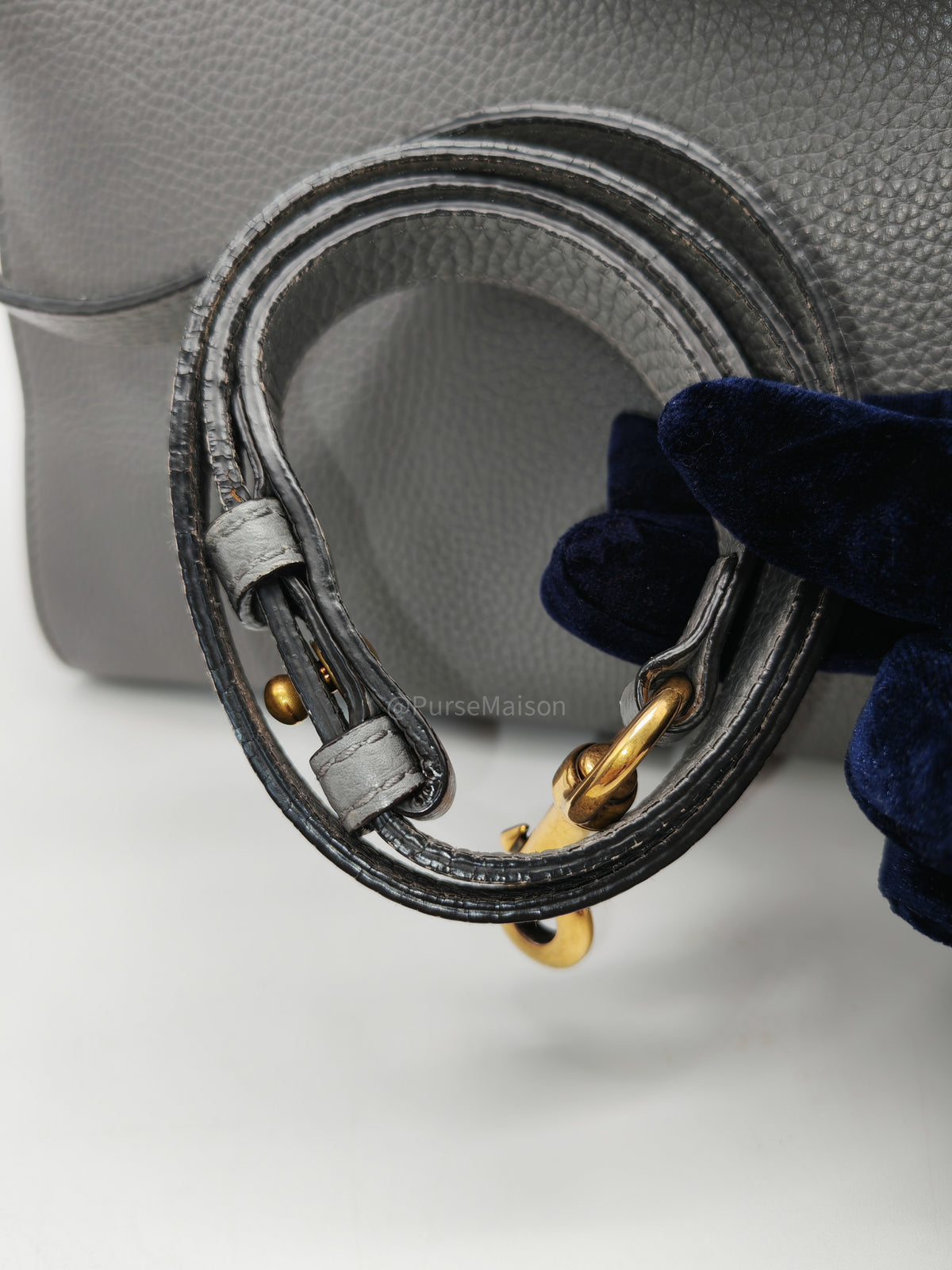 Gucci GG Marmont Top Handle Bag in Gray Cellarius Calfskin Leather and Gold Hardware | Purse Maison Luxury Bags Shop