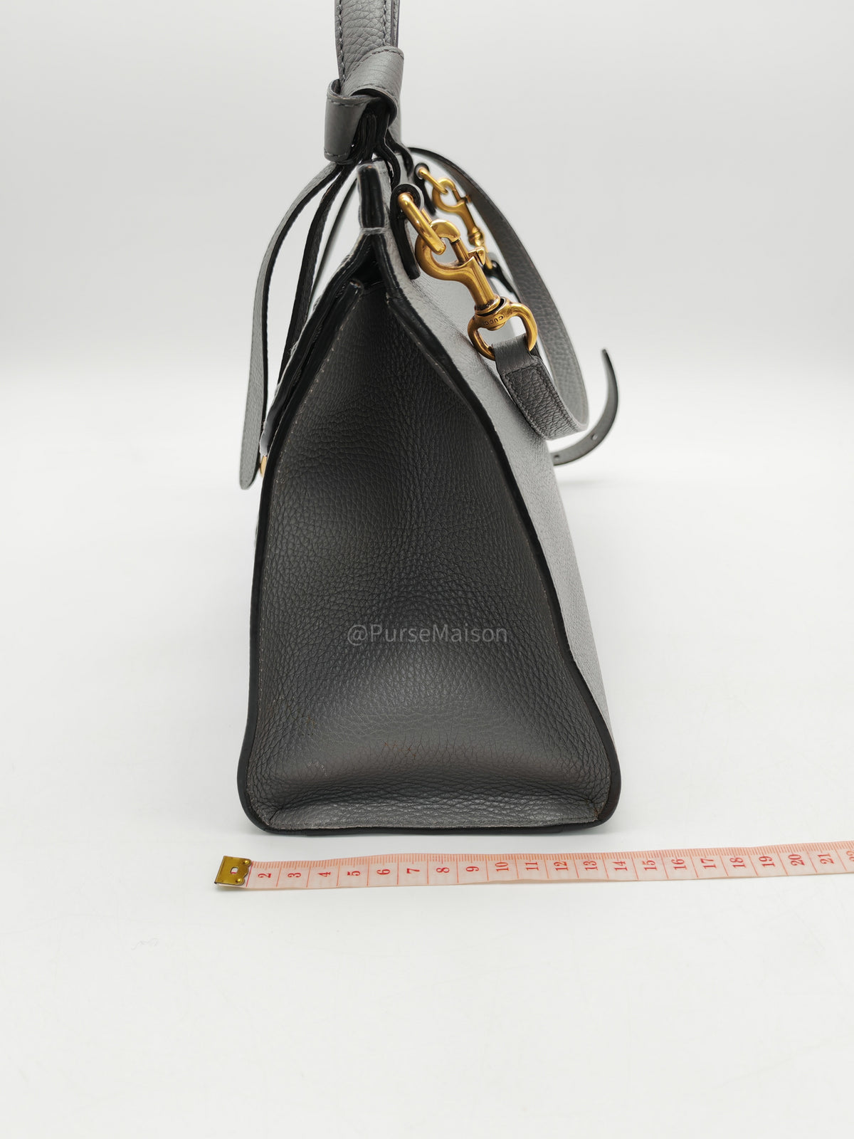 Gucci GG Marmont Top Handle Bag in Gray Cellarius Calfskin Leather and Gold Hardware | Purse Maison Luxury Bags Shop
