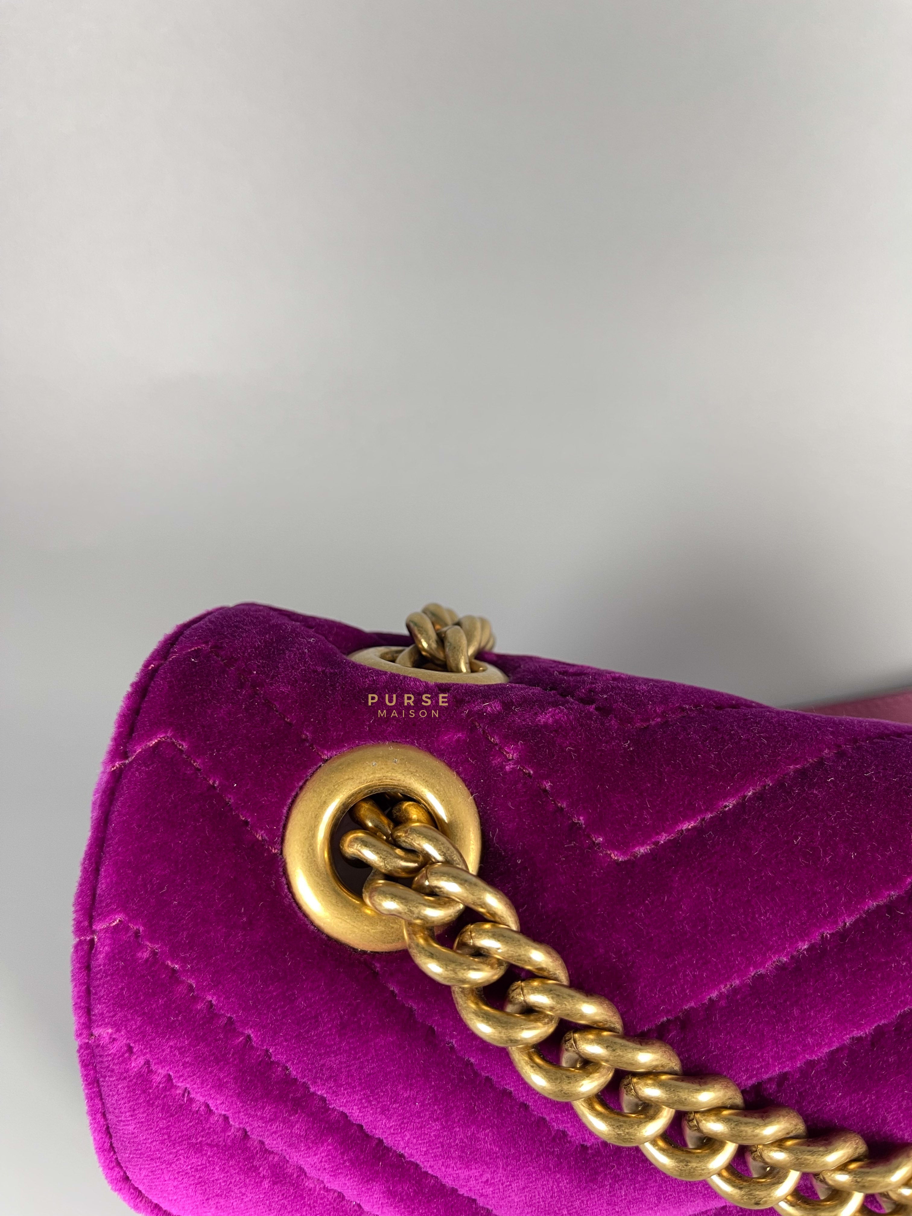 Gucci GG Marmont Velvet Matelasse Small Bag | Purse Maison Luxury Bags Shop