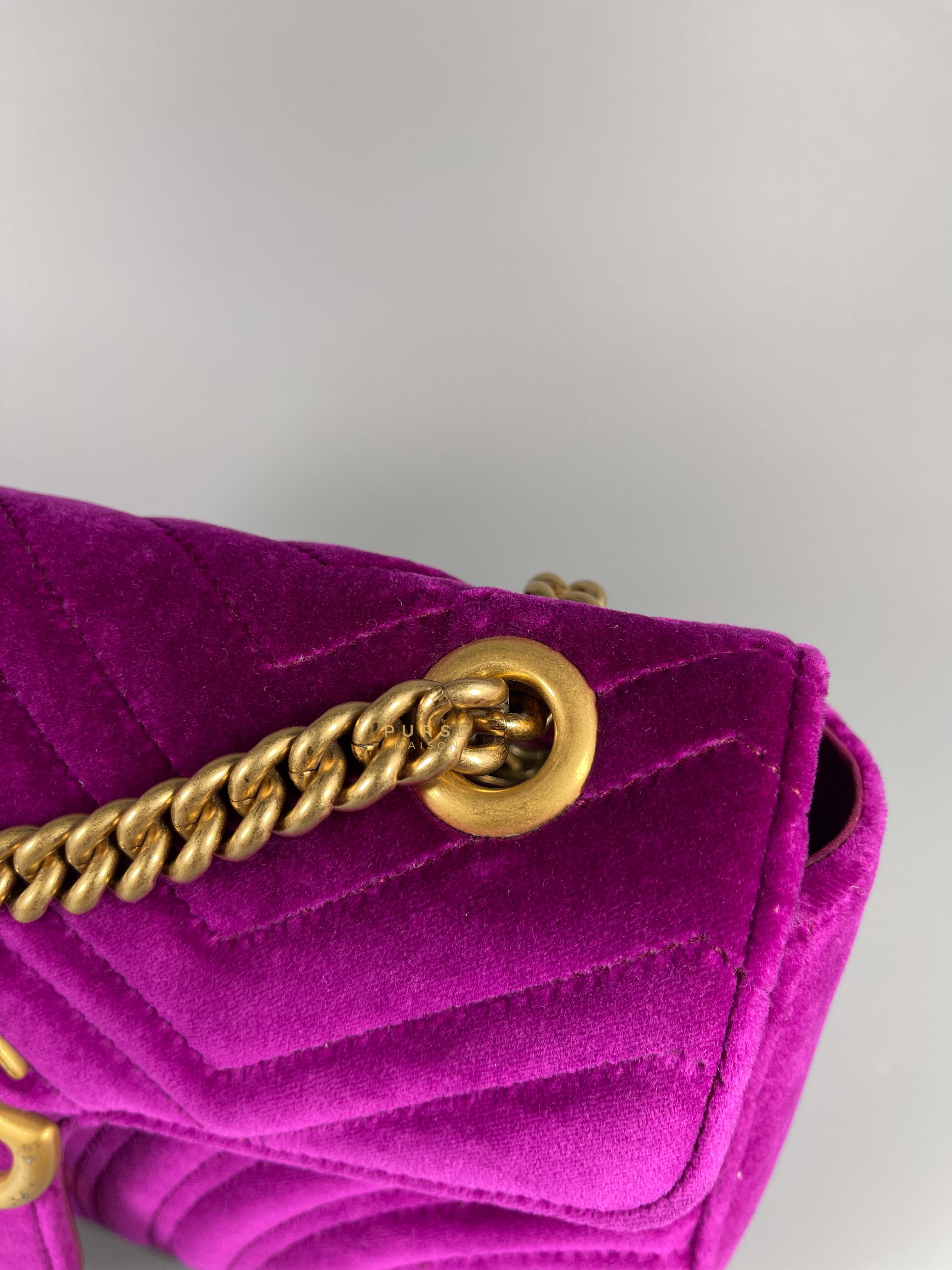Gucci GG Marmont Velvet Matelasse Small Bag | Purse Maison Luxury Bags Shop
