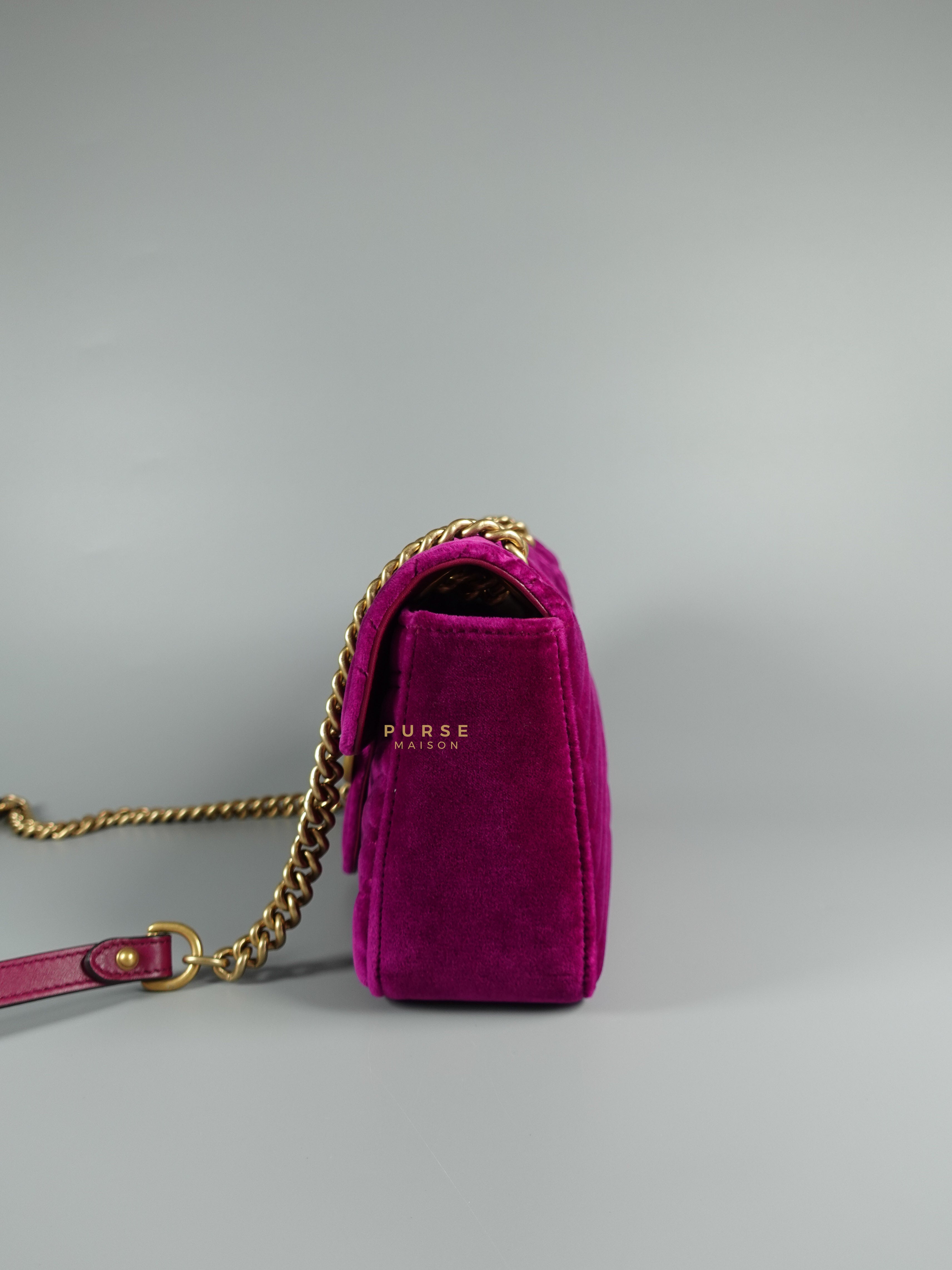 Gucci GG Marmont Velvet Matelasse Small Bag | Purse Maison Luxury Bags Shop