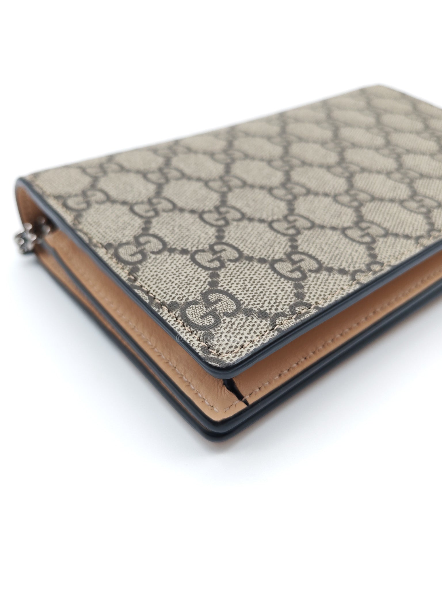 Gucci GG Marmont Wallet on Chain in Beige Leather GG Supreme Canvas | Purse Maison Luxury Bags Shop