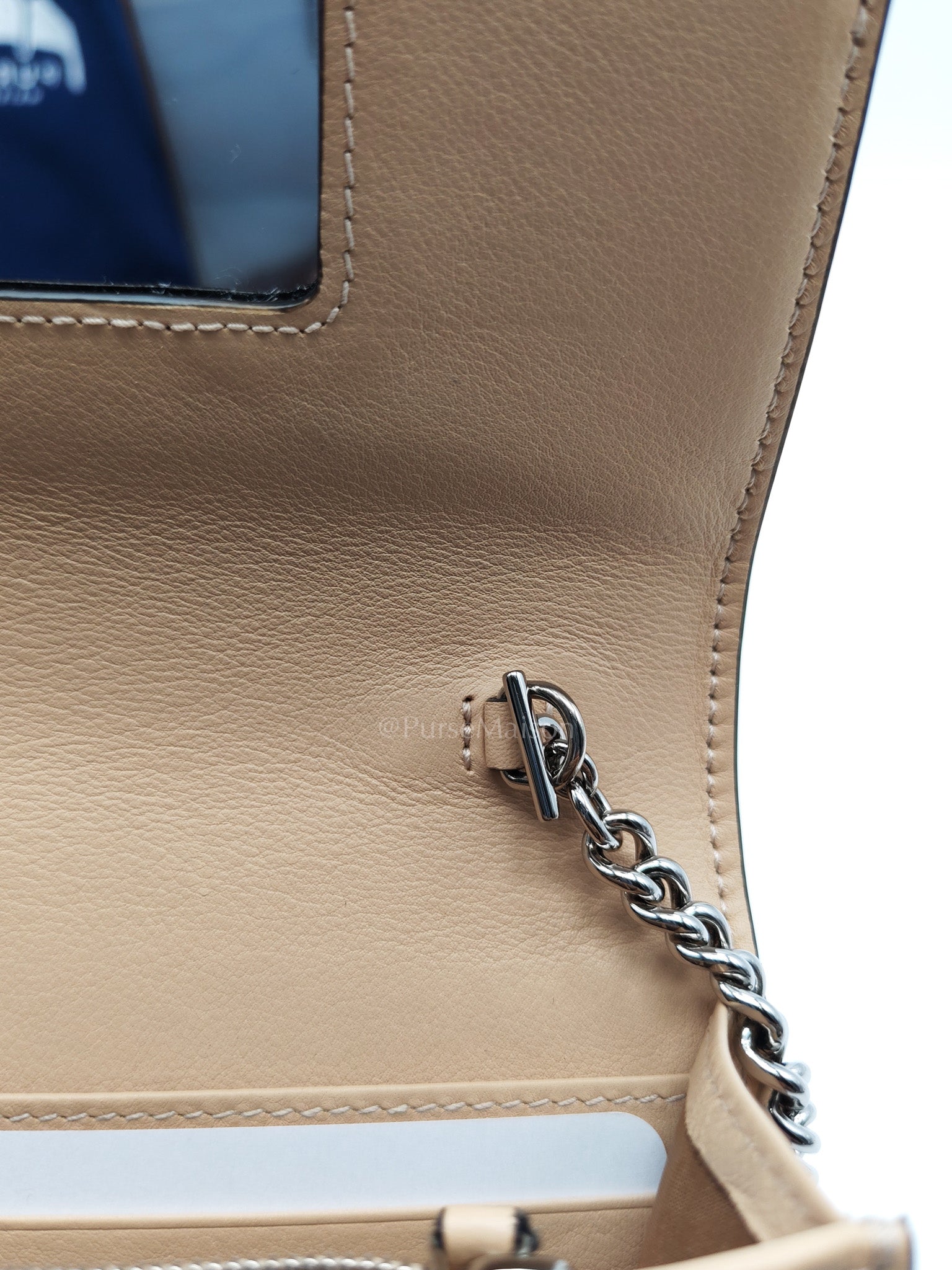 Gucci GG Marmont Wallet on Chain in Beige Leather GG Supreme Canvas | Purse Maison Luxury Bags Shop