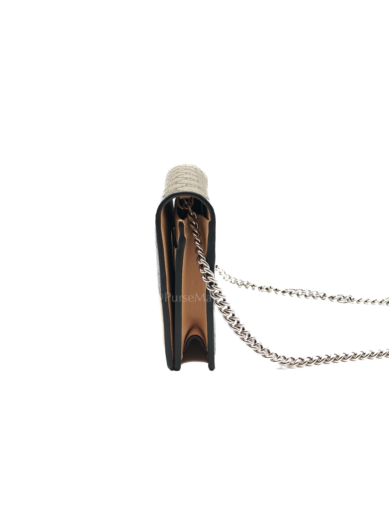 Gucci GG Marmont Wallet on Chain in Beige Leather GG Supreme Canvas | Purse Maison Luxury Bags Shop