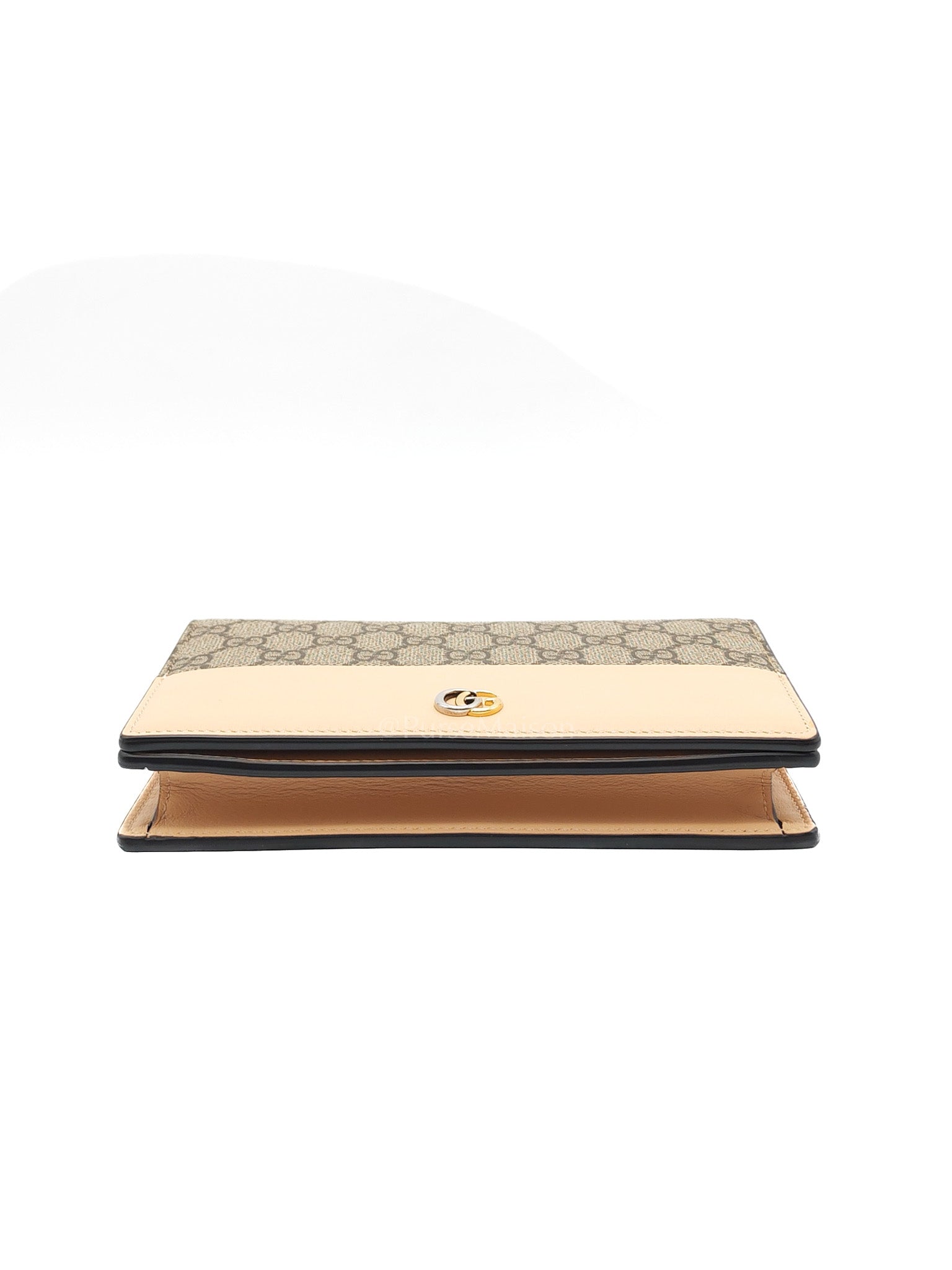 Gucci GG Marmont Wallet on Chain in Beige Leather GG Supreme Canvas | Purse Maison Luxury Bags Shop