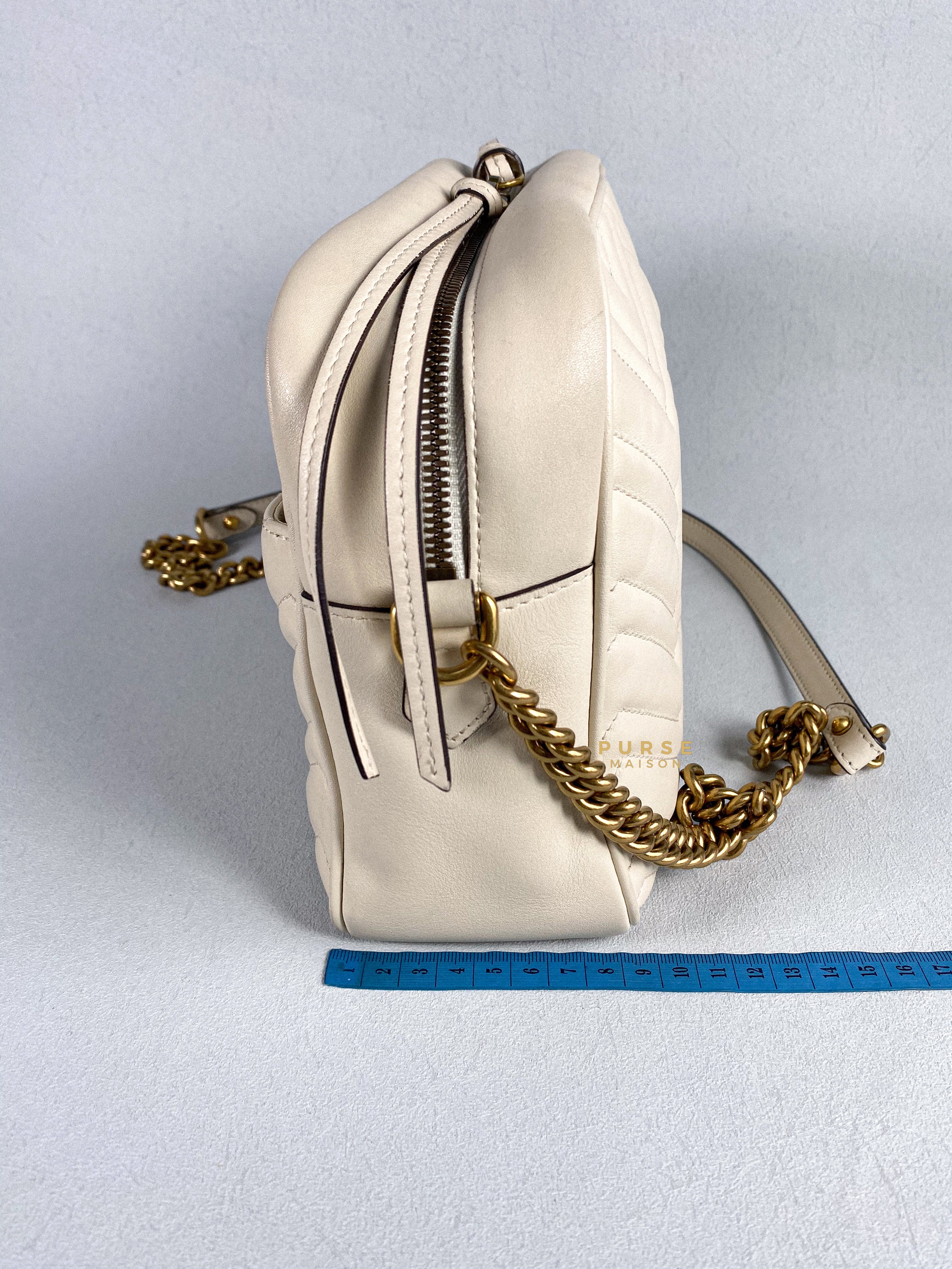 Gucci GG Marmont White Camera Medium Bag | Purse Maison Luxury Bags Shop