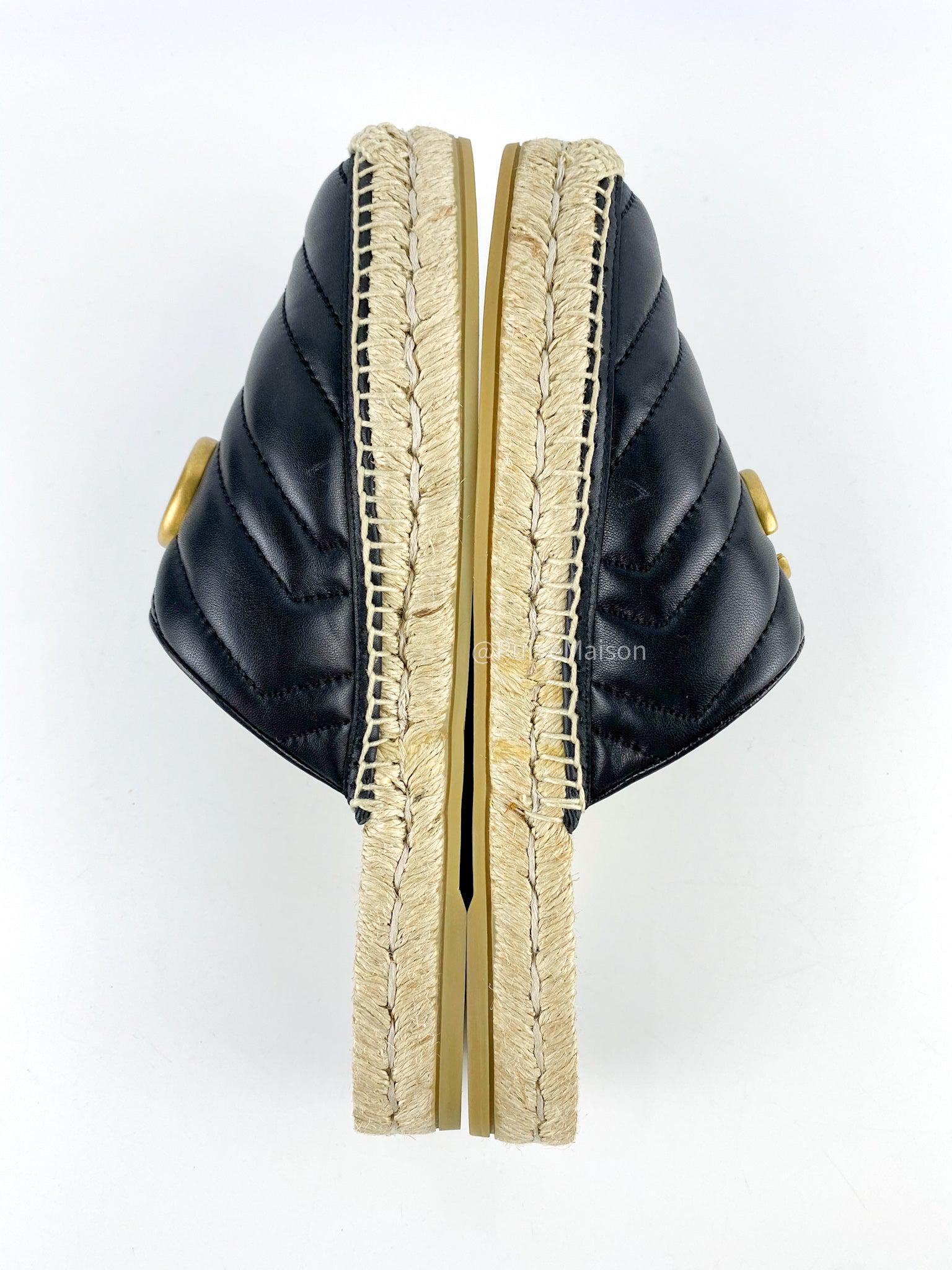 Gucci GG Slip On Mule Marmont Black (Size 37.5 EU, 24.5cm)