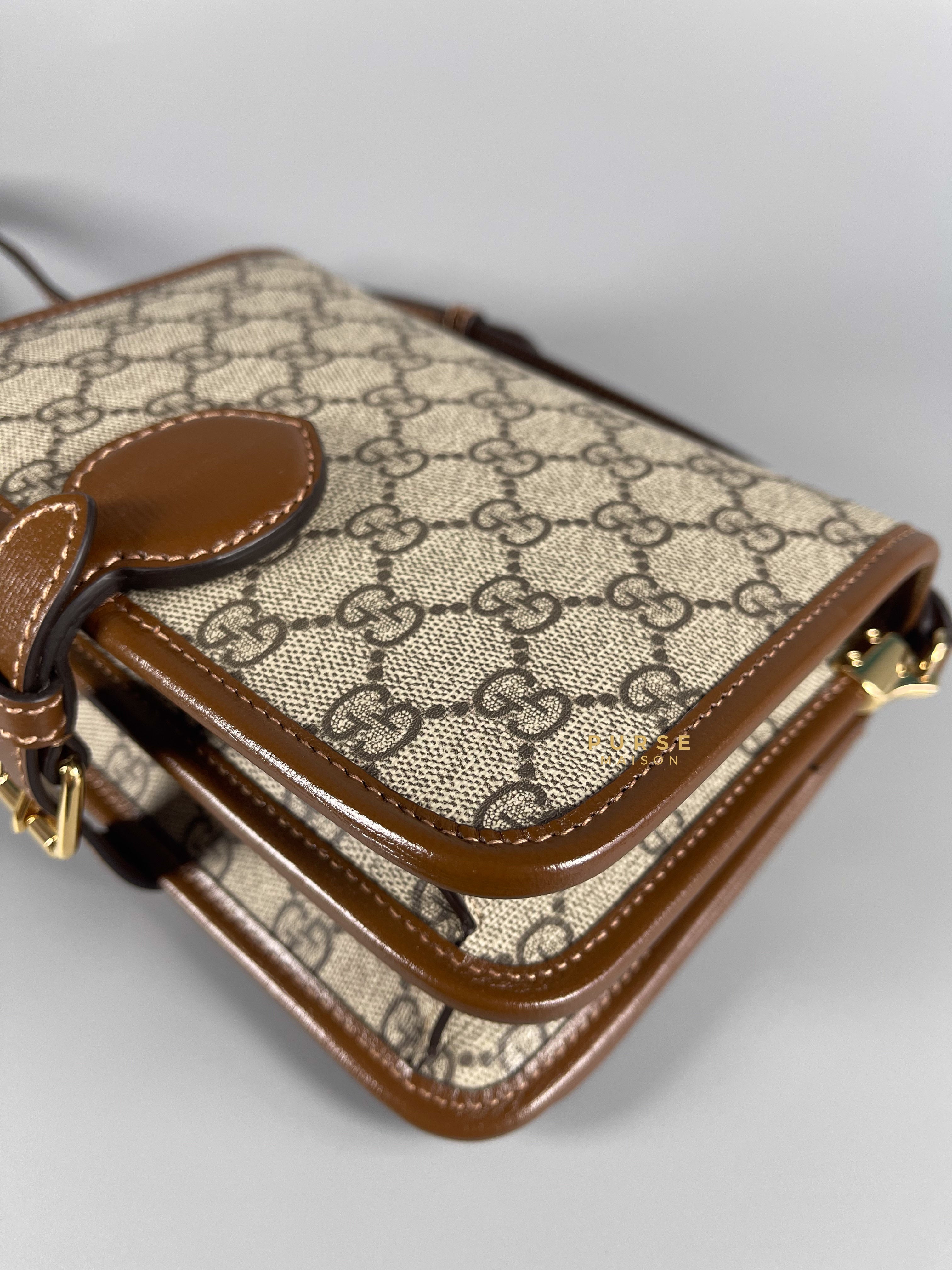 Gucci GG Supreme Azalea Calfskin Mini Retro Interlocking G Flap For Men | Purse Maison Luxury Bags Shop