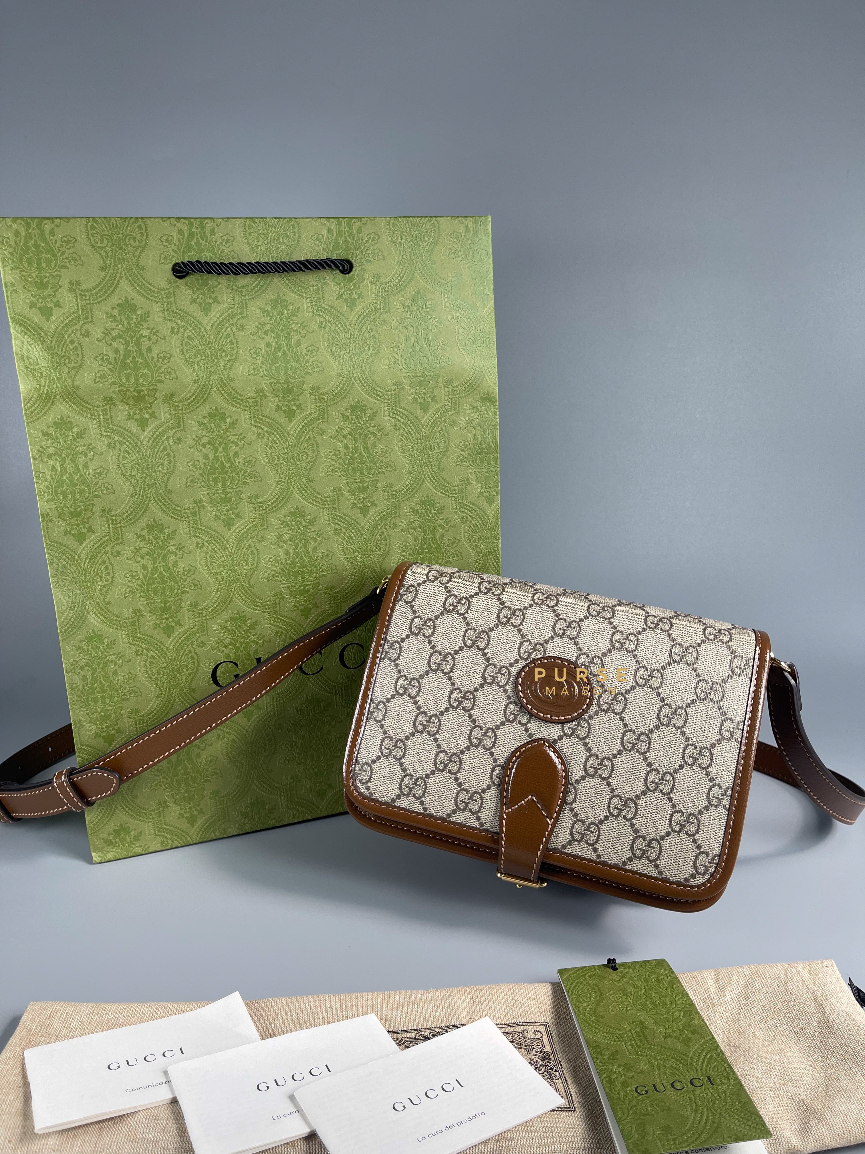 Gucci GG Supreme Azalea Calfskin Mini Retro Interlocking G Flap For Men | Purse Maison Luxury Bags Shop