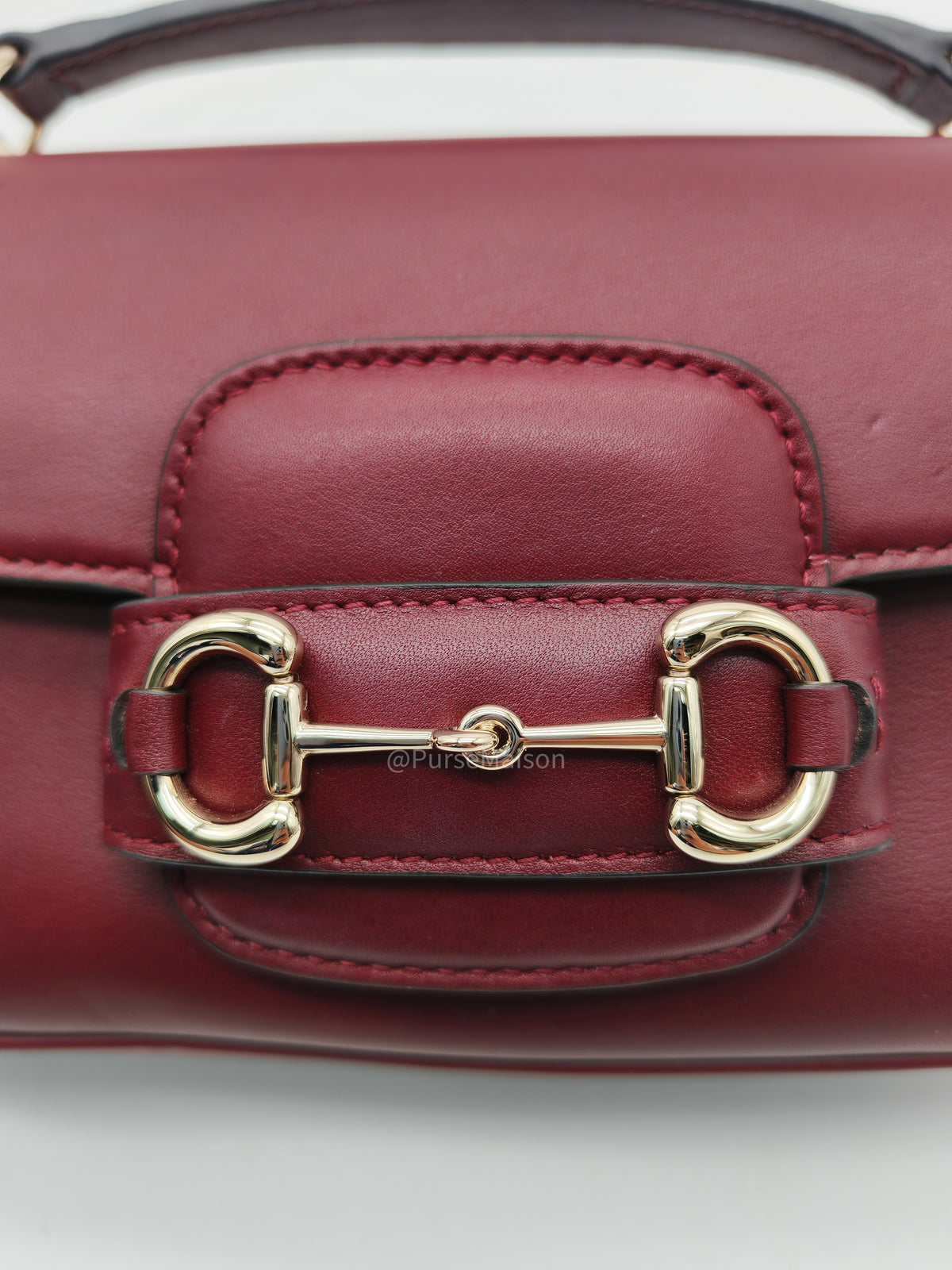 Gucci Horsebit 1955 East West Shoulder Bag in Rosso Ancora Calfskin Leather and Light Gold Hardware | Purse Maison Luxury Bags Shop