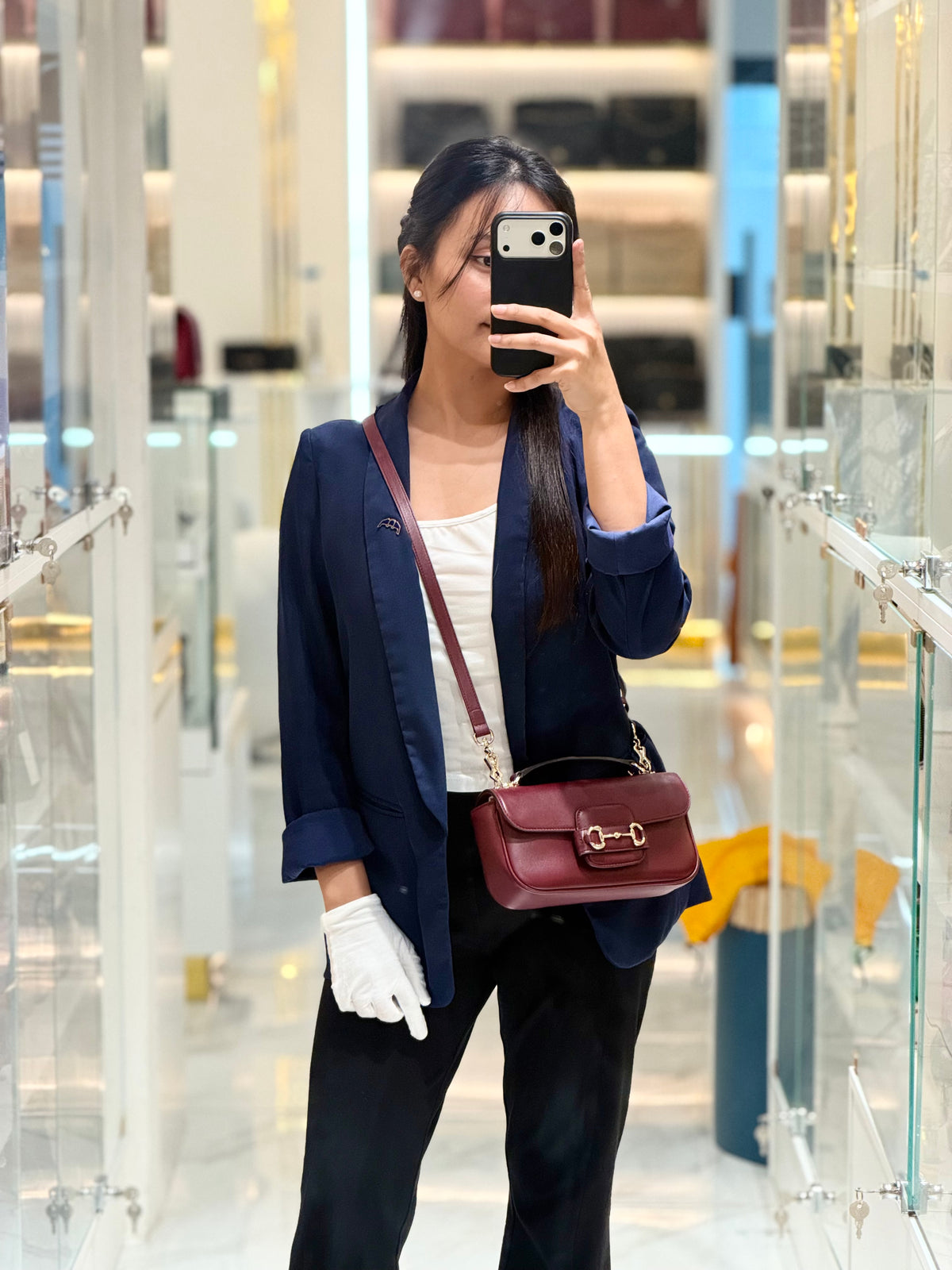 Gucci Horsebit 1955 East West Shoulder Bag in Rosso Ancora Calfskin Leather and Light Gold Hardware | Purse Maison Luxury Bags Shop