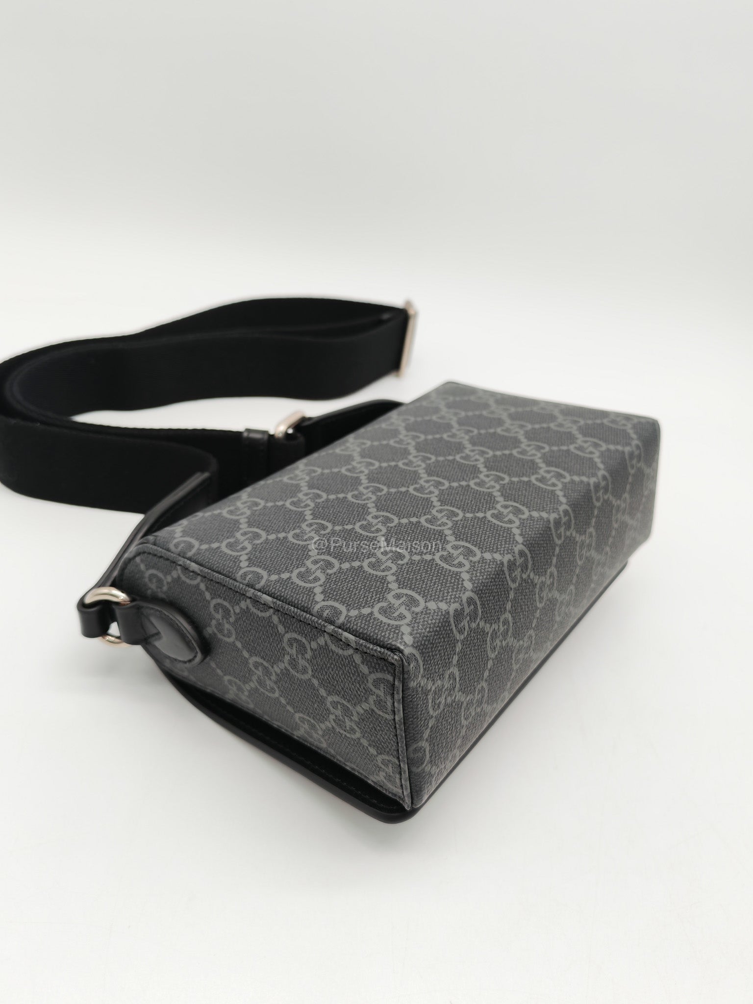 Gucci Horsebit 1955 Mini Shoulder Bag in Black GG Supreme Coated Canvas | Purse Maison Luxury Bags Shop