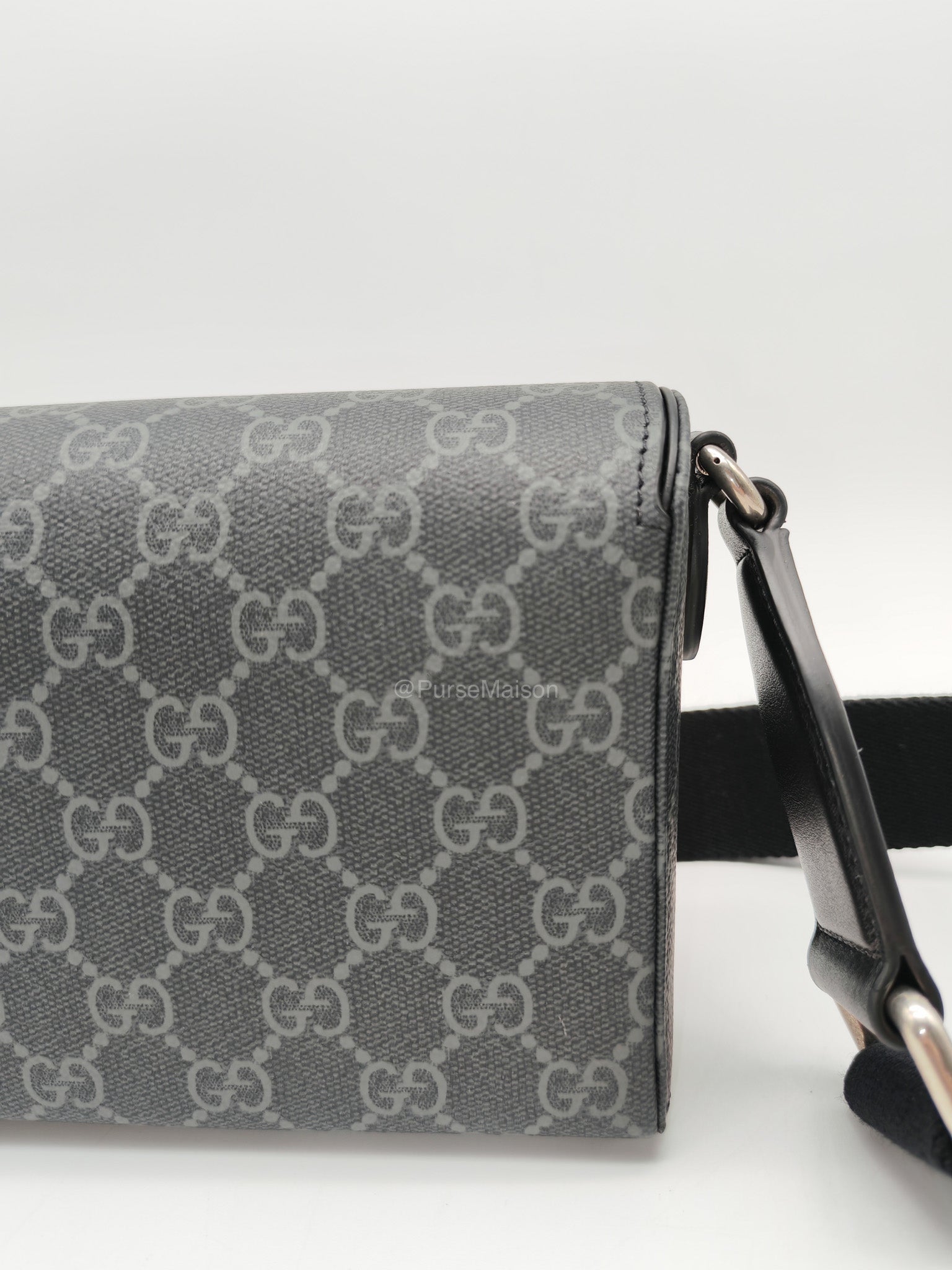 Gucci Horsebit 1955 Mini Shoulder Bag in Black GG Supreme Coated Canvas | Purse Maison Luxury Bags Shop