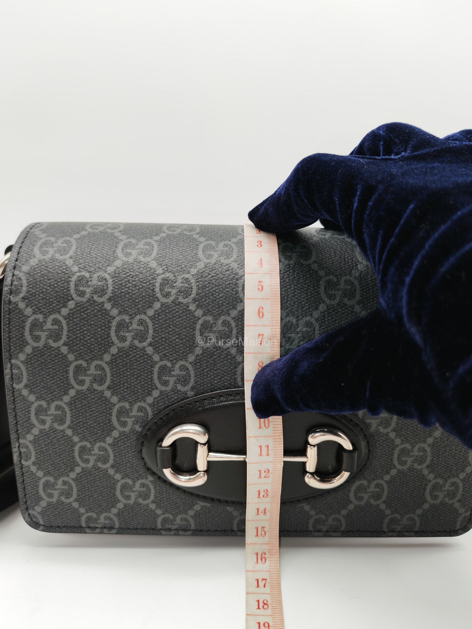 Gucci Horsebit 1955 Mini Shoulder Bag in Black GG Supreme Coated Canvas | Purse Maison Luxury Bags Shop