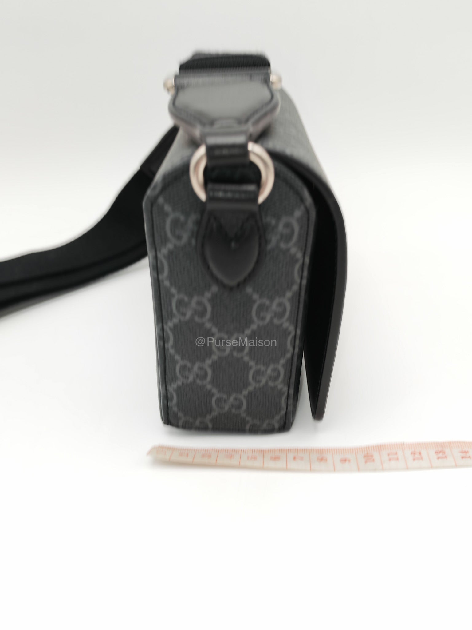 Gucci Horsebit 1955 Mini Shoulder Bag in Black GG Supreme Coated Canvas | Purse Maison Luxury Bags Shop