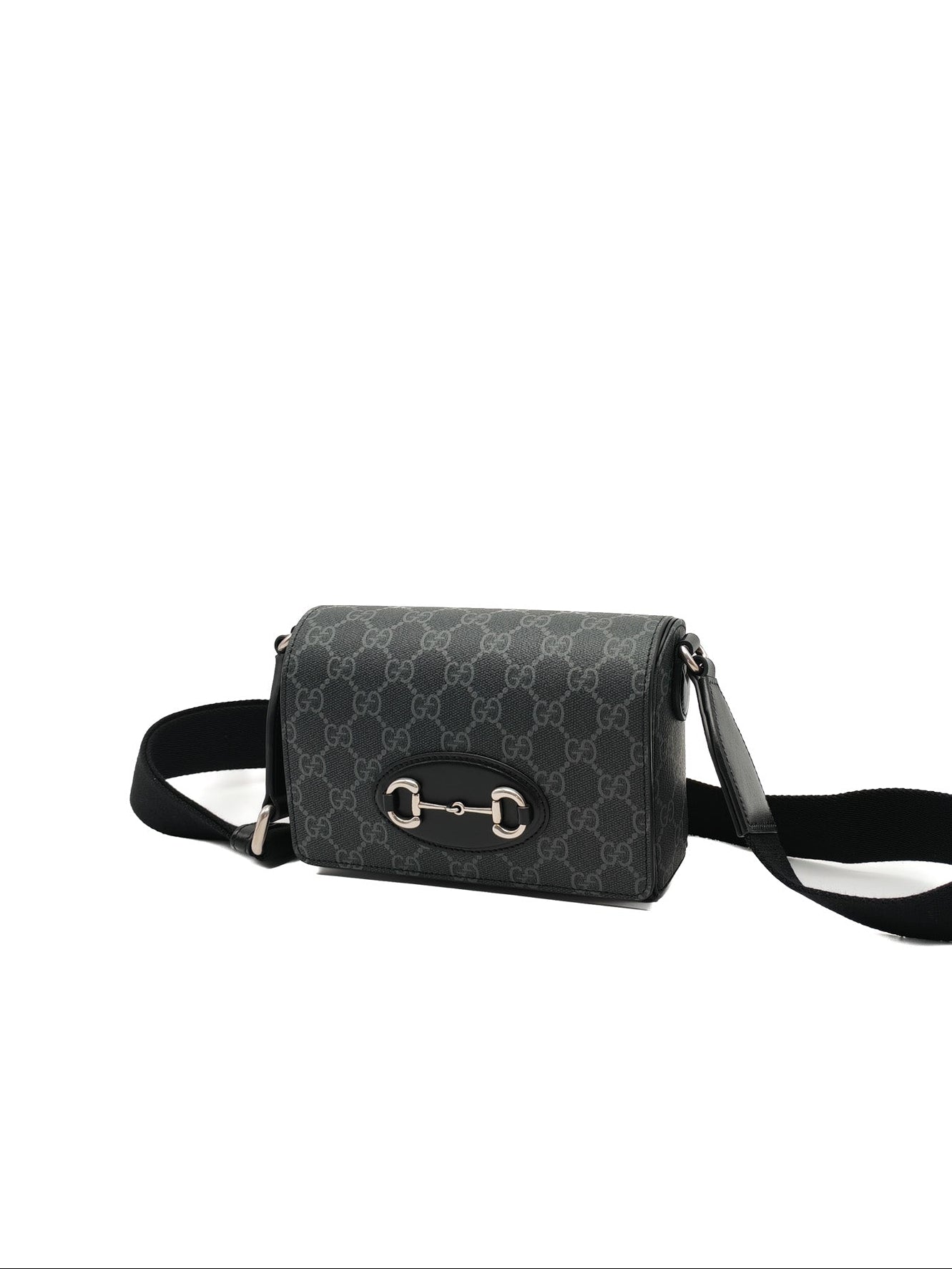 Gucci Horsebit 1955 Mini Shoulder Bag in Black GG Supreme Coated Canvas | Purse Maison Luxury Bags Shop
