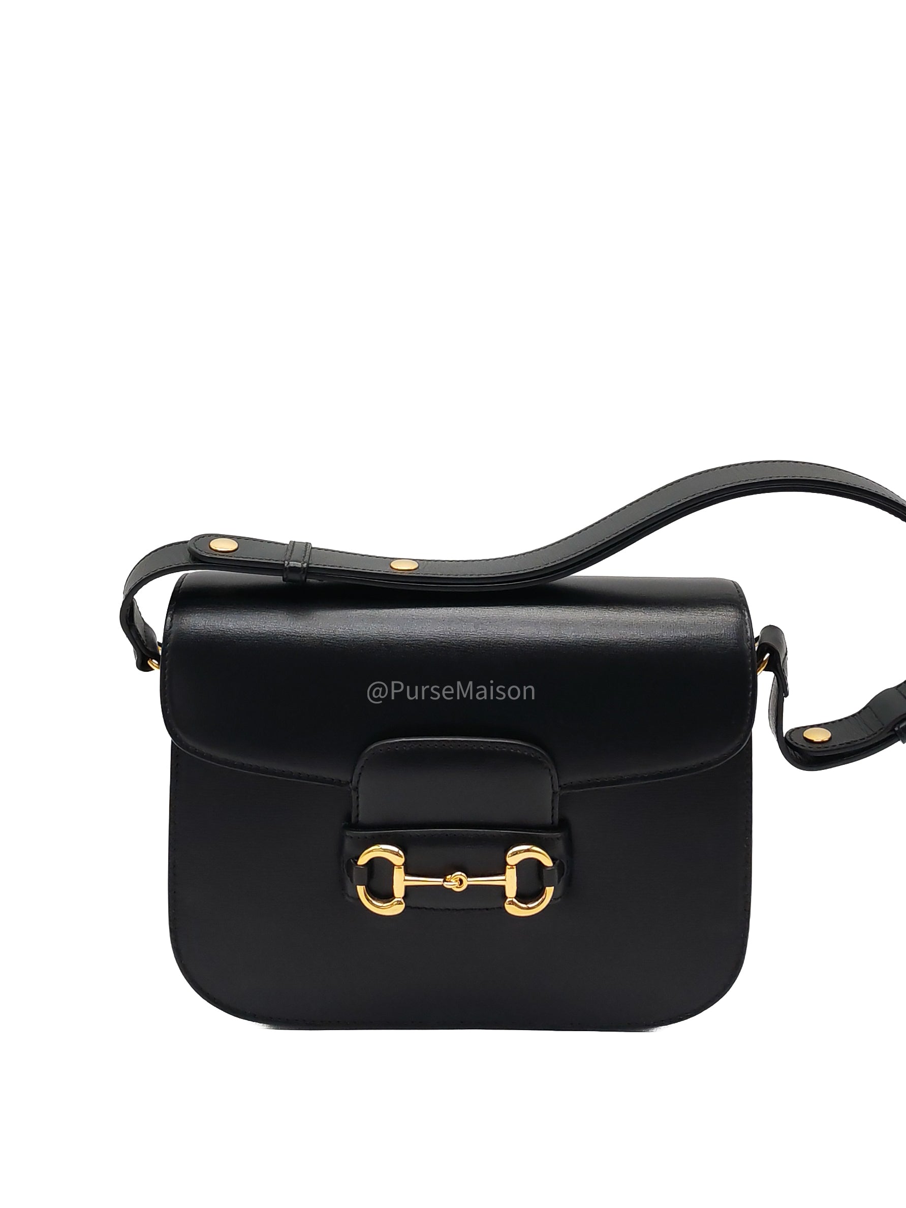 Gucci Horsebit 1955 Shoulder Bag Medium in Black Calfskin Leather | Purse Maison Luxury Bags Shop