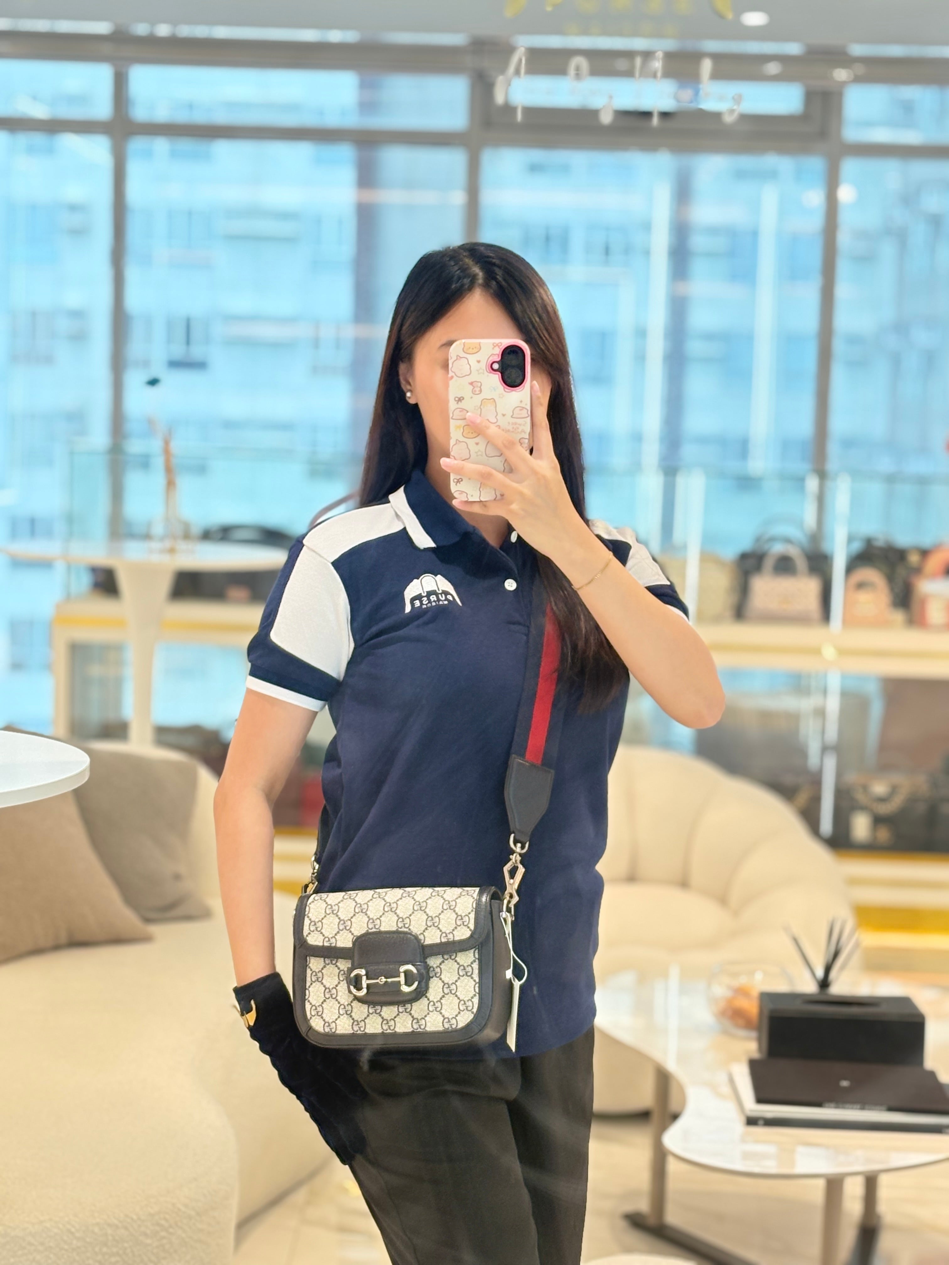 Gucci Horsebit Mini 1955 Canvas Navy Blue Crossbody Bag | Purse Maison Luxury Bags Shop
