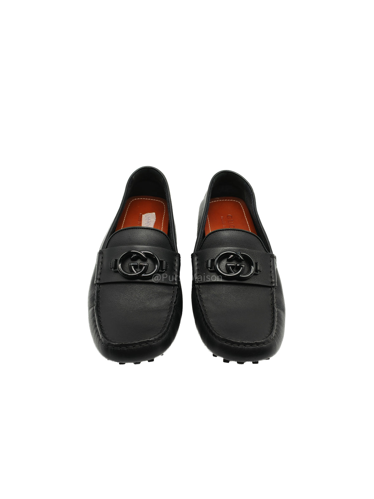 Gucci Interlocking G Driving Loafers in Black Leather Size 8.5 EU (27.5 cm) | Purse Maison Luxury Bags Shop