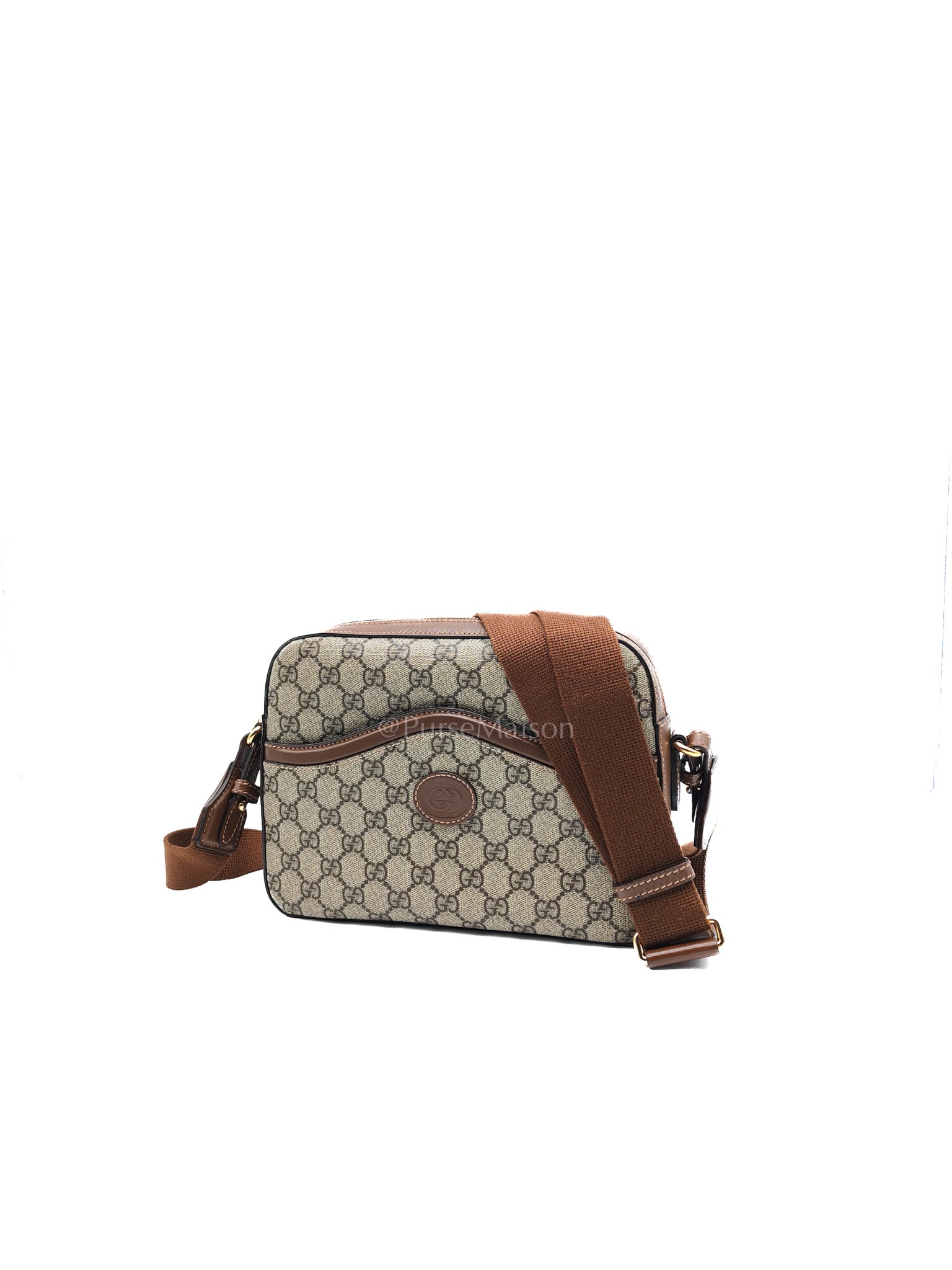 Interlocking G Messenger Bag in GG Supreme Canvas and Gold Hardware | Purse Maison Luxury Bags Shop