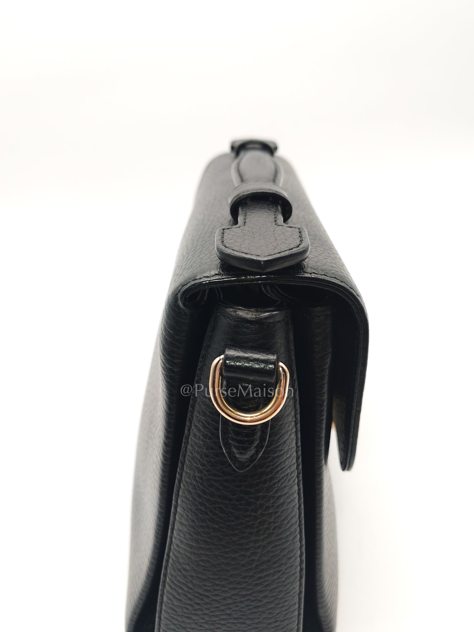 Gucci Interlocking Top Handle Shoulder Bag Black Pebbled Leather in Gold Hardware | Purse Maison Luxury Bags Shop