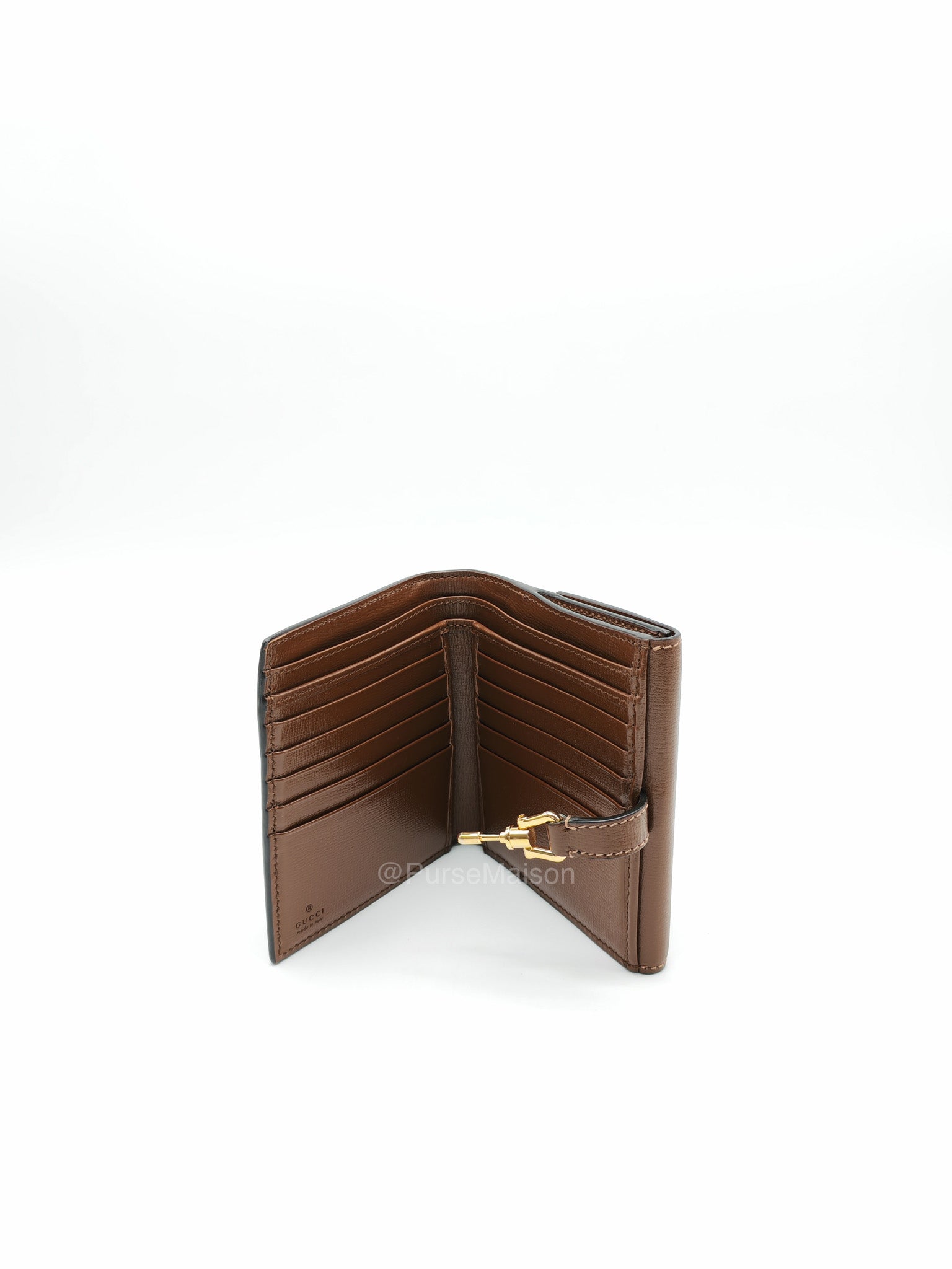 Gucci Jackie 1961 Card Case Bifold Wallet in GG Supreme Canvas and Leather Trim | Purse Maison Luxury Bags Shop